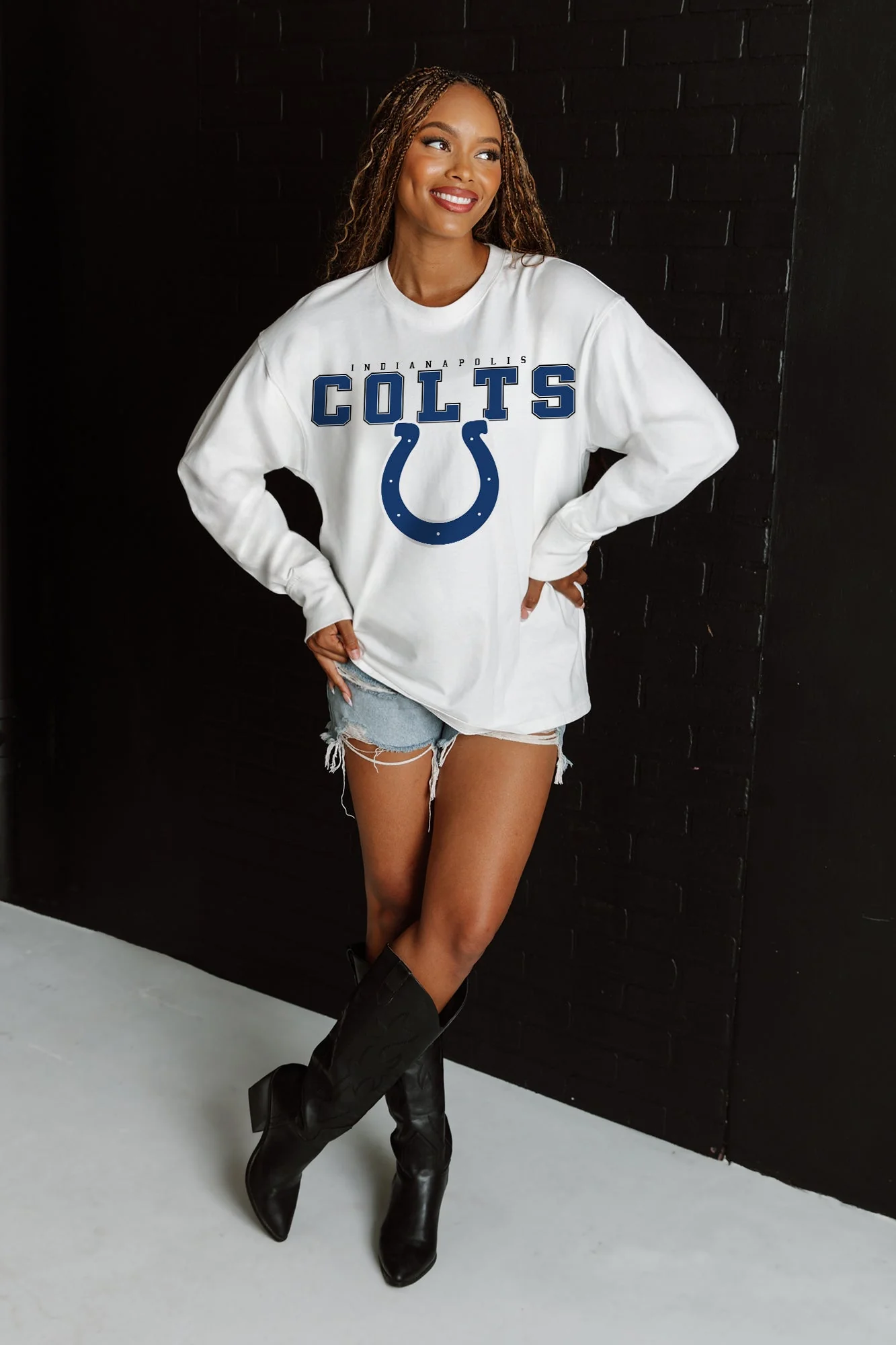 INDIANAPOLIS COLTS Big Goals Oversized Long-Sleeve Tee