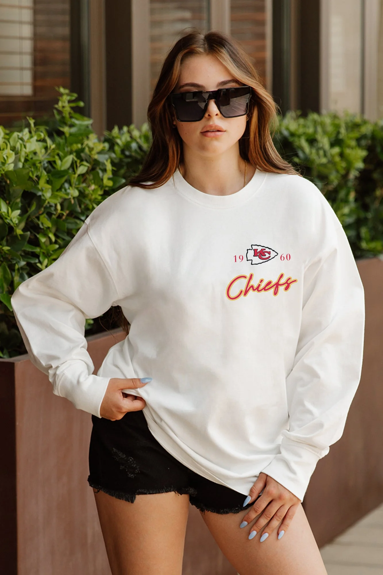 KANSAS CITY CHIEFS Double Move Oversized Long-Sleeve Tee