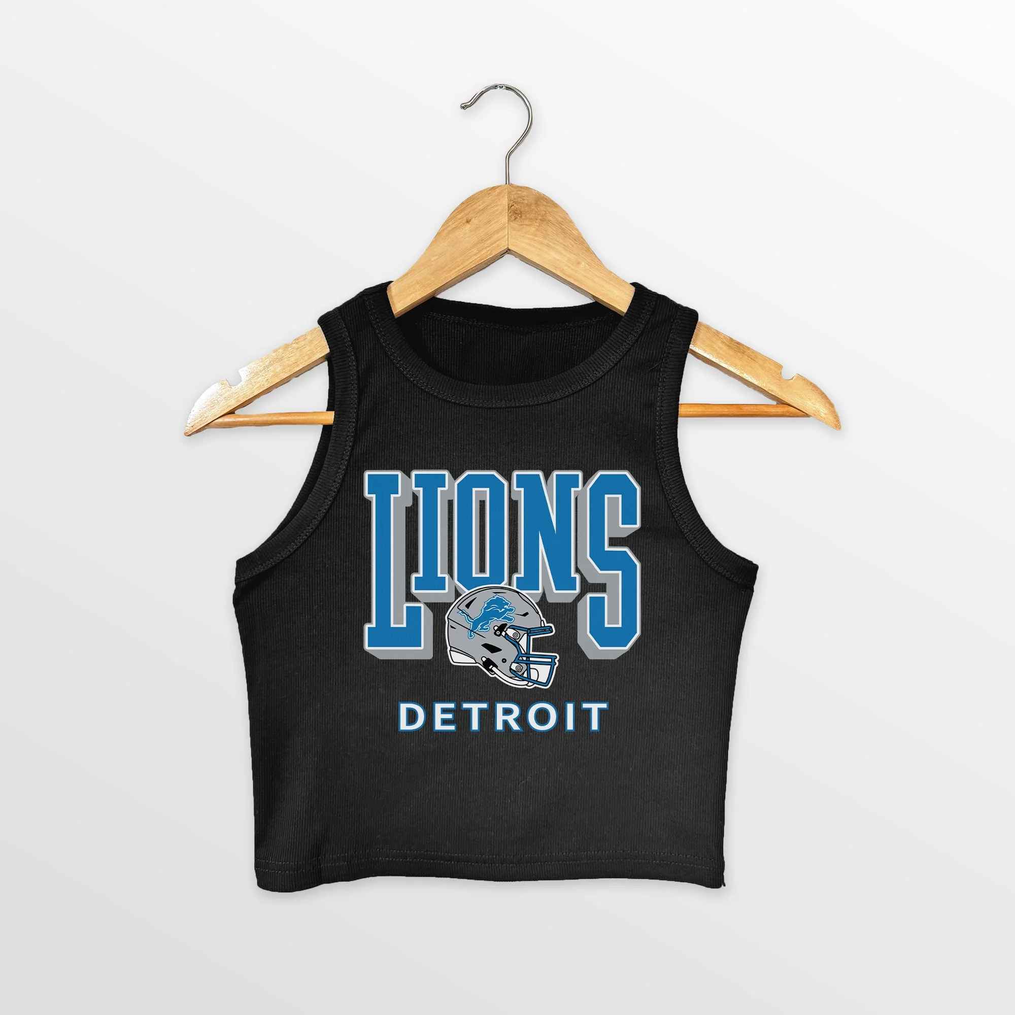 DETROIT LIONS PURE VICTORY ESSENTIAL RIBBED CROP TANK