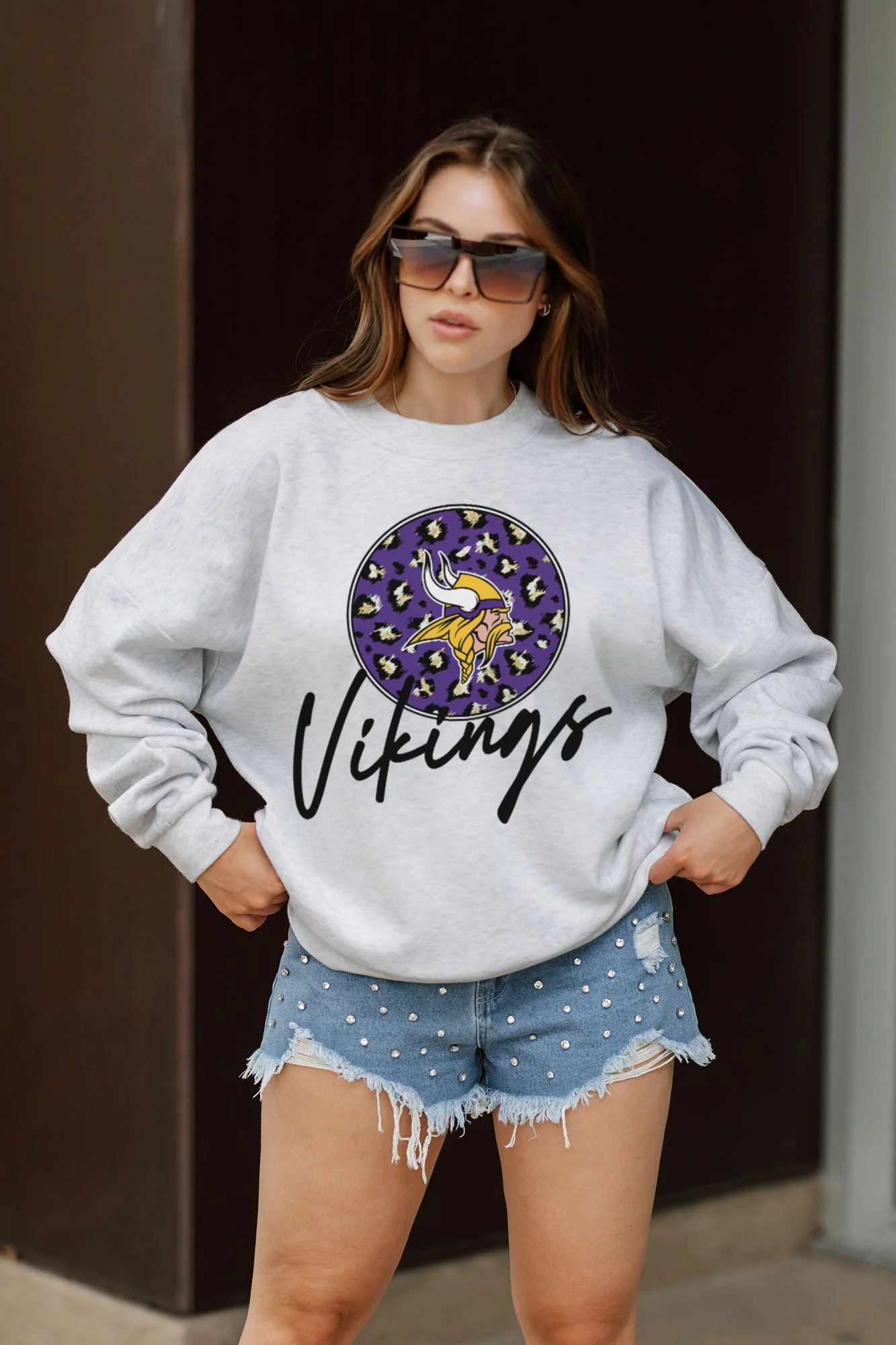 MINNESOTA VIKINGS Going Wild Fleece Drop-Shoulder Pullover