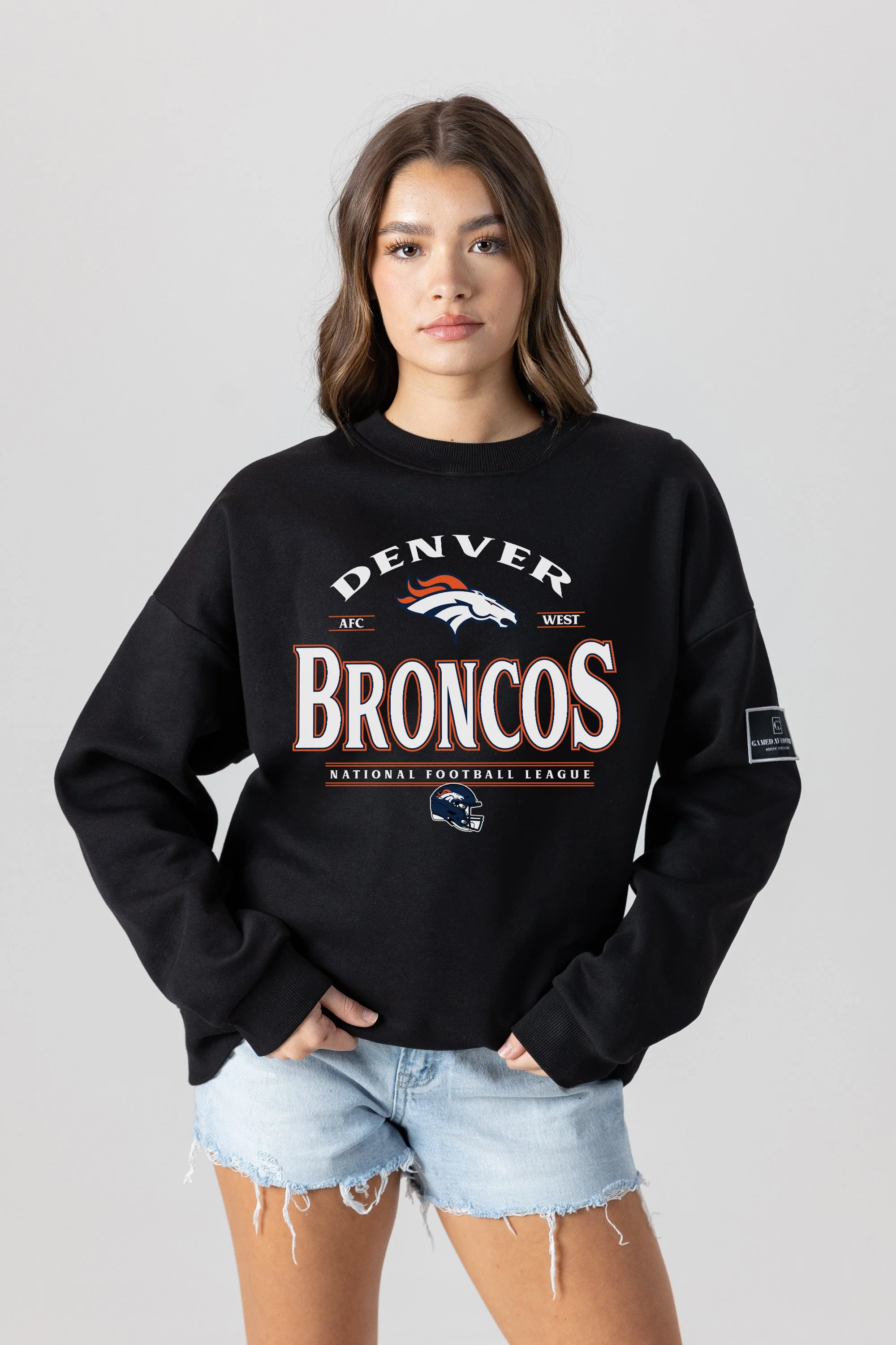 DENVER BRONCOS Players Only Fleece Drop-Shoulder Crew