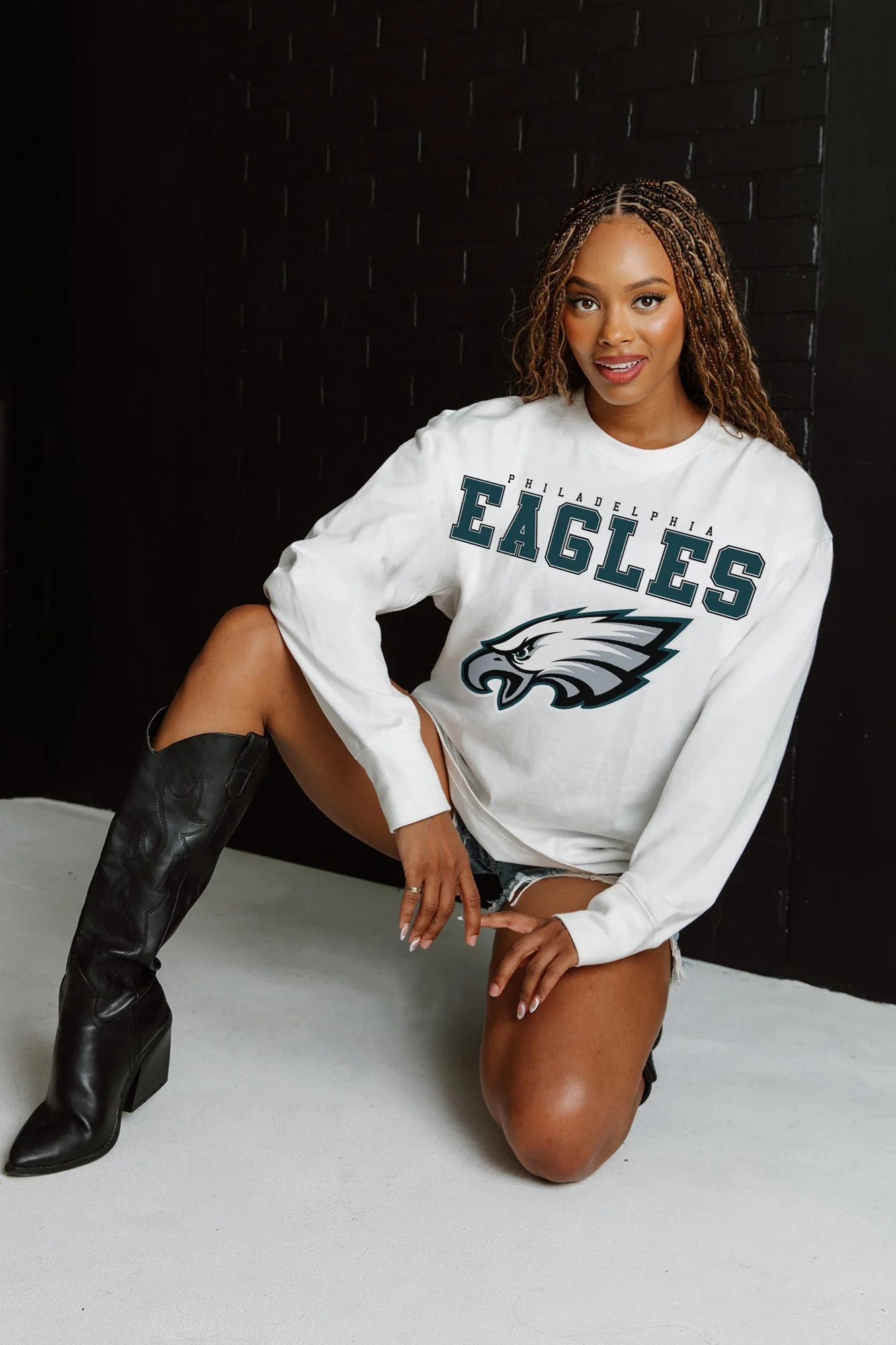 PHILADELPHIA EAGLES Big Goals Oversized Long-Sleeve Tee