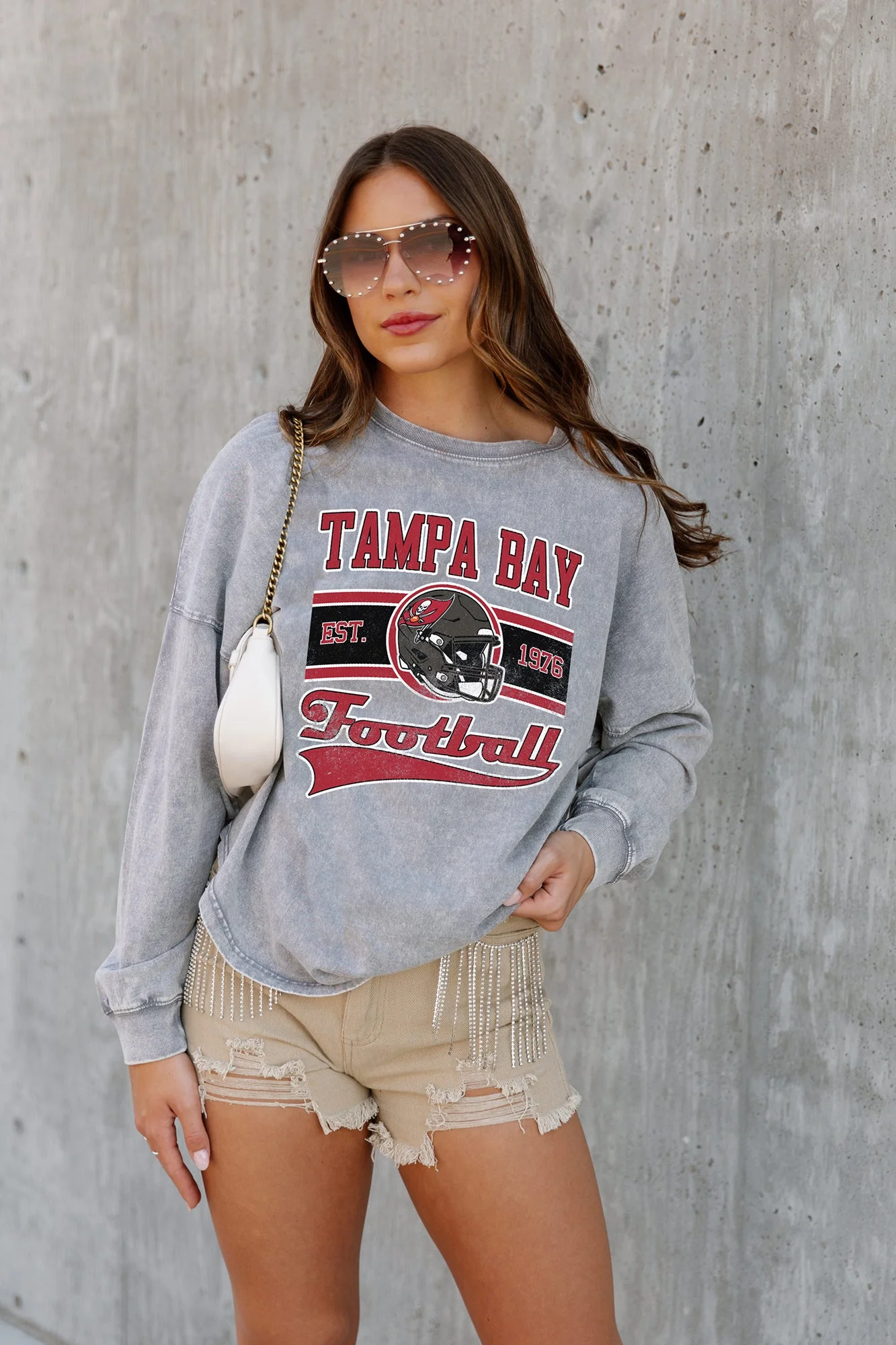 TAMPA BAY BUCCANEERS No Timeouts Faded Wash Pullover