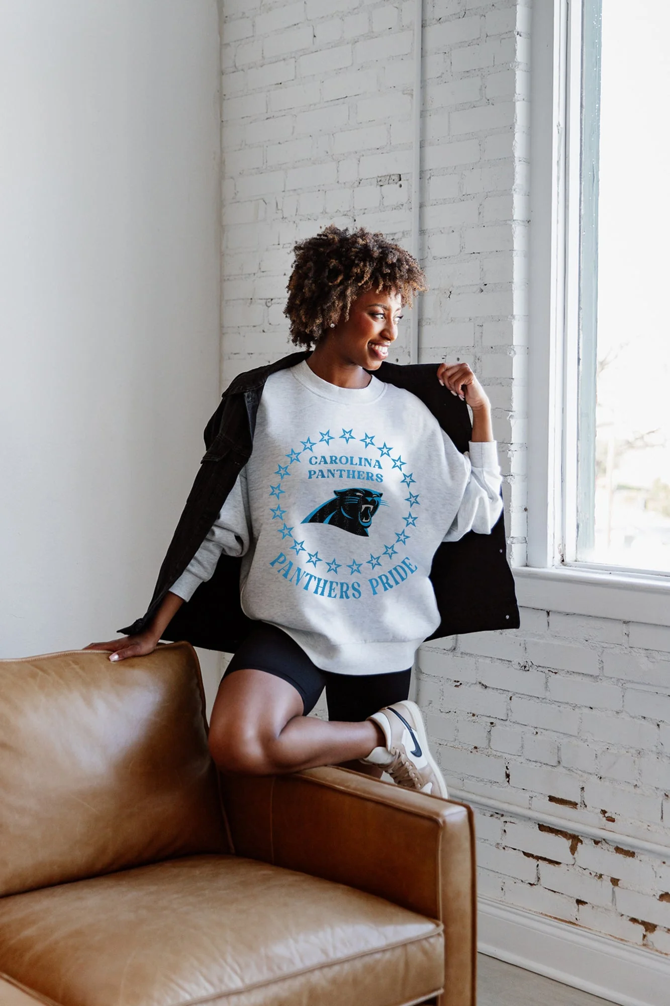 CAROLINA PANTHERS Superstar Fleece Crewneck Pullover