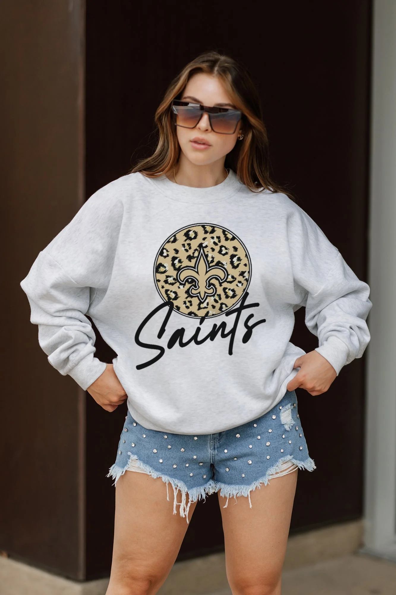 NEW ORLEANS SAINTS Going Wild Fleece Drop-Shoulder Pullover