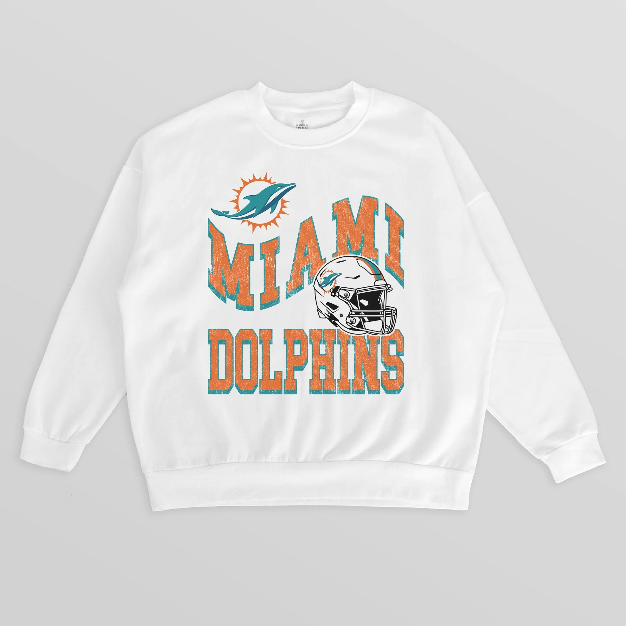 MIAMI DOLPHINS HARD EARNED PREMIUM FLEECE CREWNECK PULLOVER