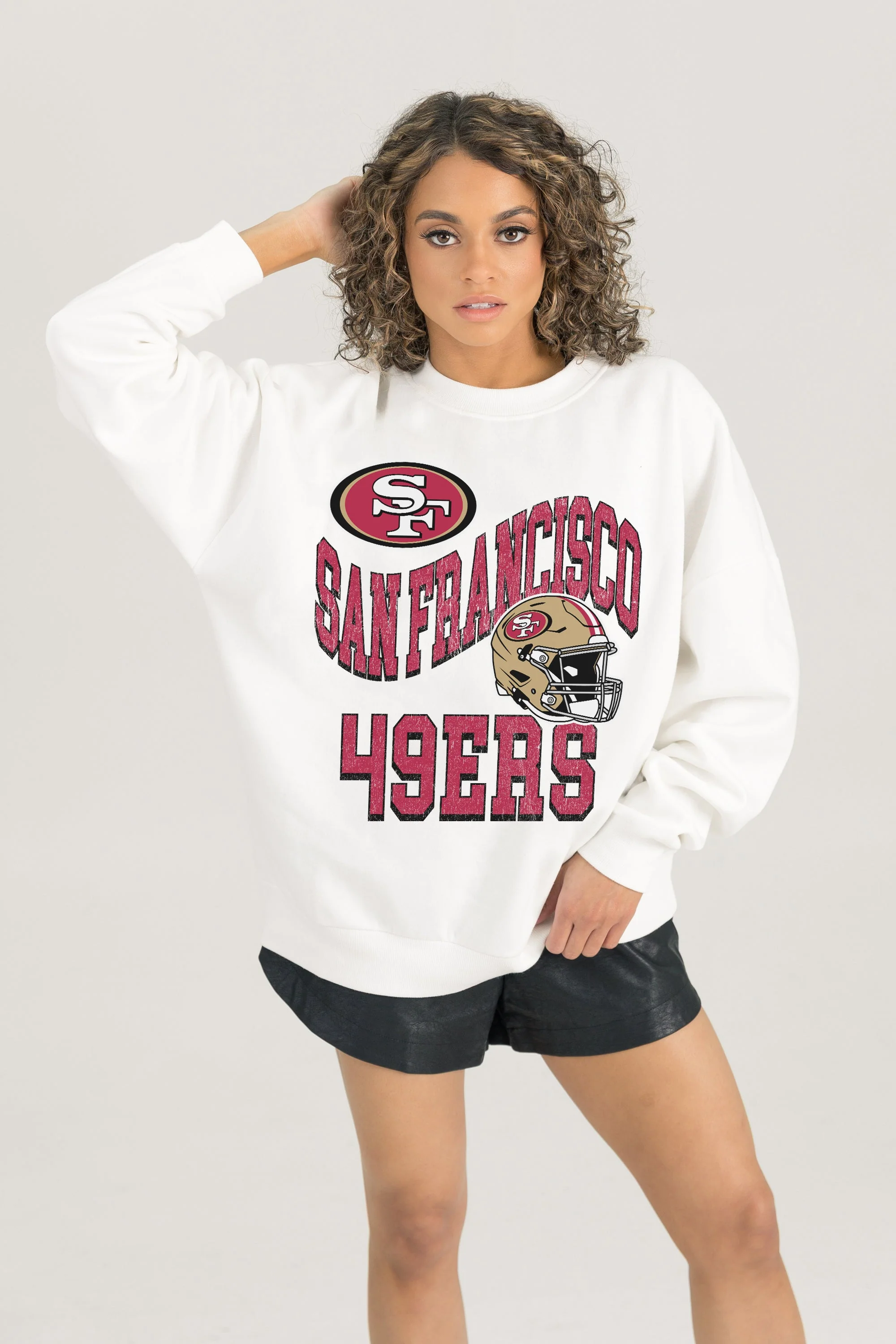 SAN FRANCISCO 49ERS HARD EARNED PREMIUM FLEECE CREWNECK PULLOVER