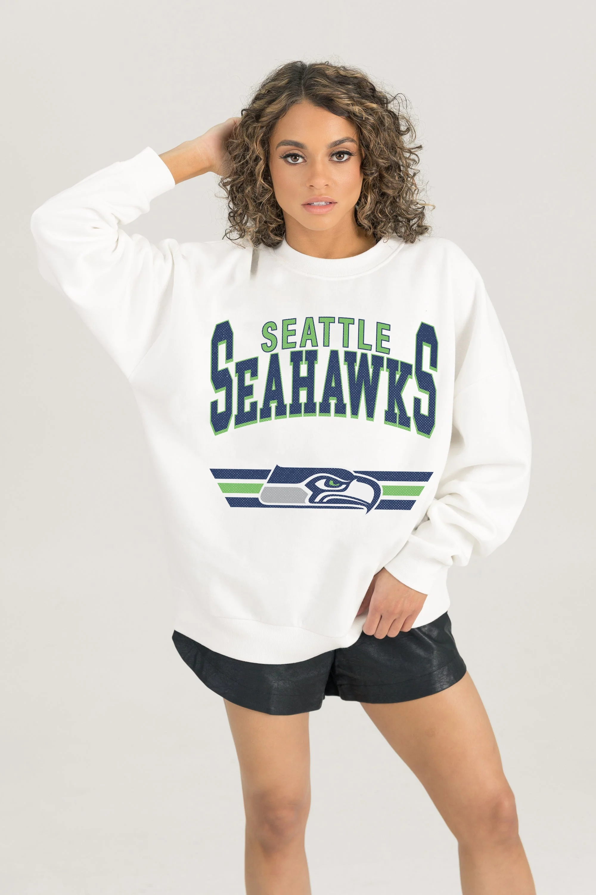 SEATTLE SEAHAWKS SWIFT STRIKE PREMIUM FLEECE CREWNECK PULLOVER