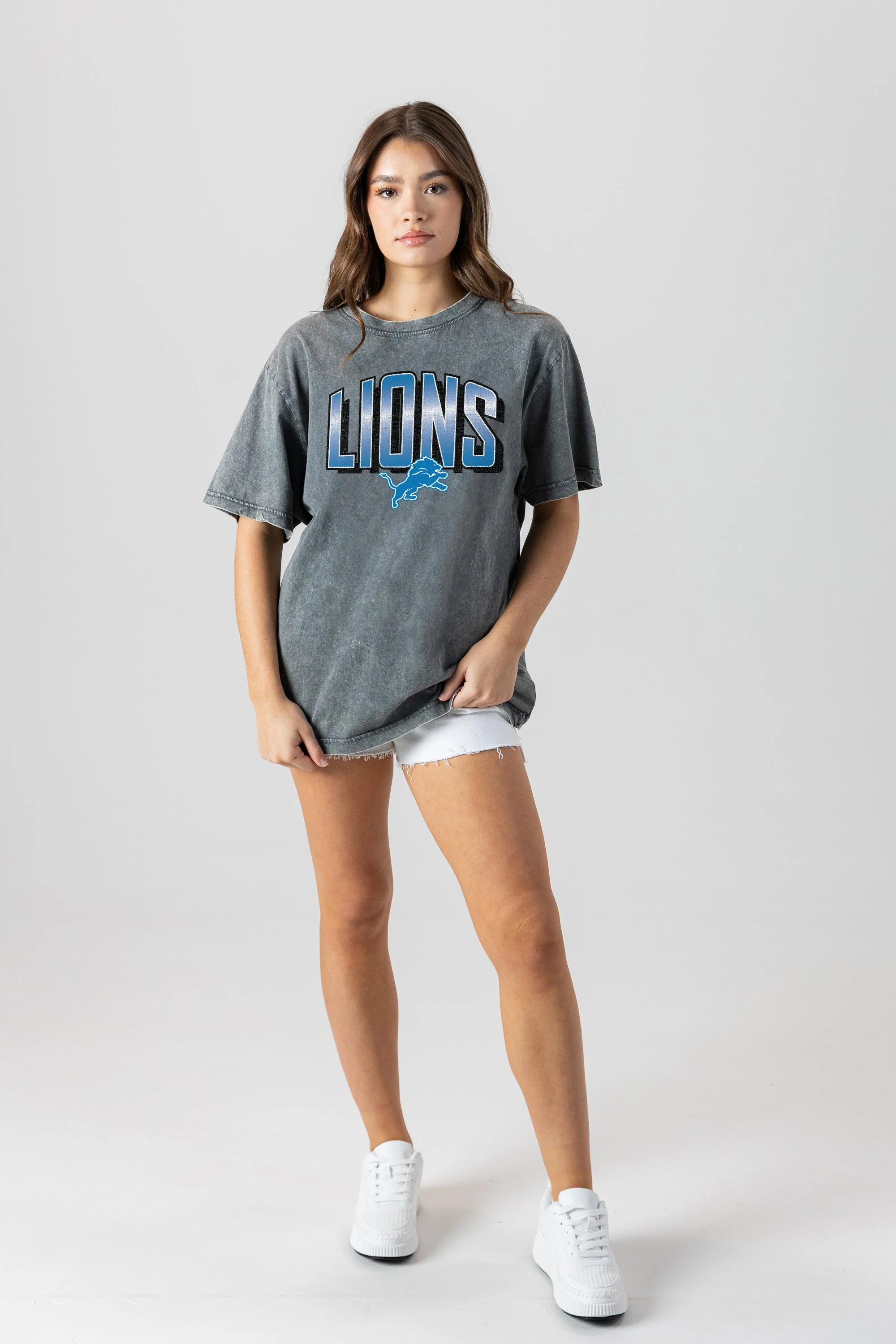 DETROIT LIONS Peak Performance Oversized Crewneck Tee