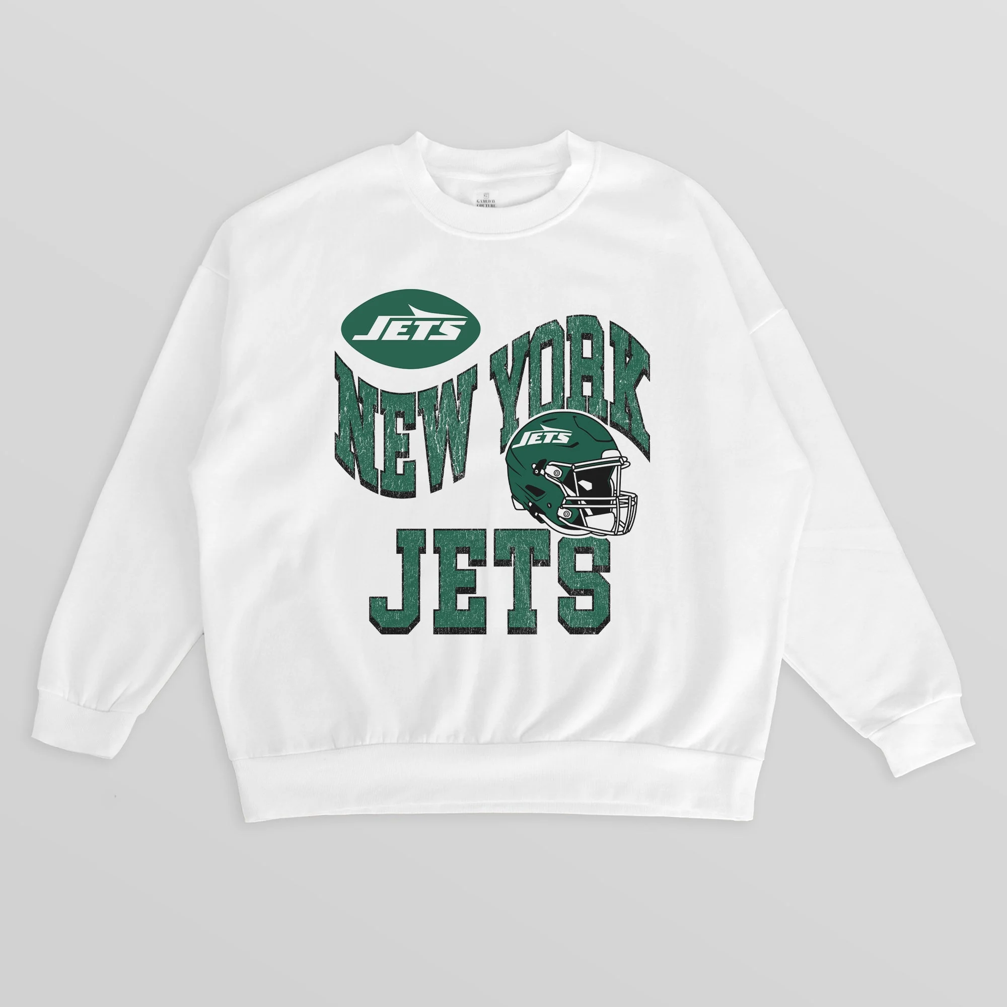 NEW YORK JETS HARD EARNED PREMIUM FLEECE CREWNECK PULLOVER