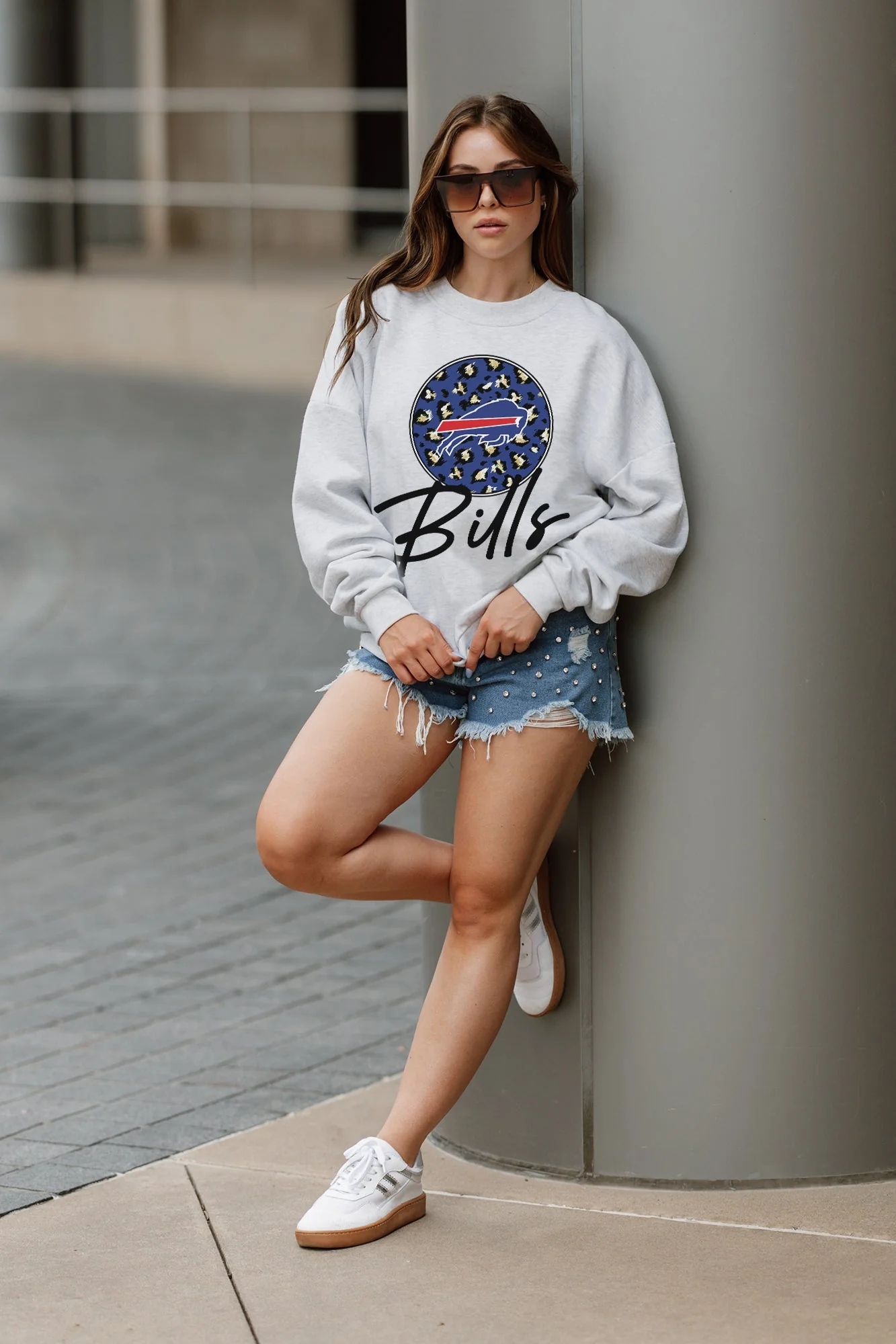 BUFFALO BILLS Going Wild Fleece Drop-Shoulder Pullover
