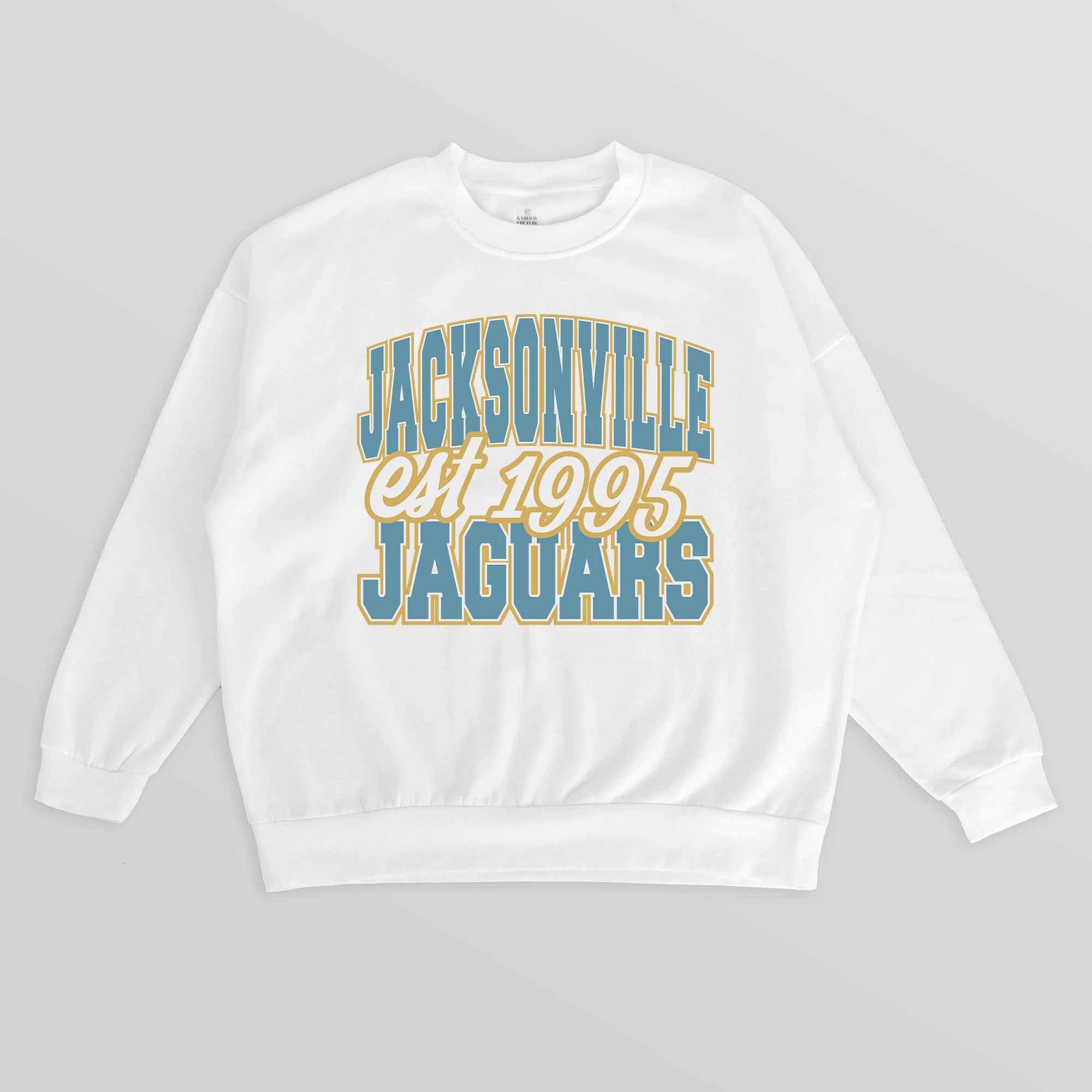 JACKSONVILLE JAGUARS FADED FORMATION PREMIUM FLEECE CREWNECK PULLOVER
