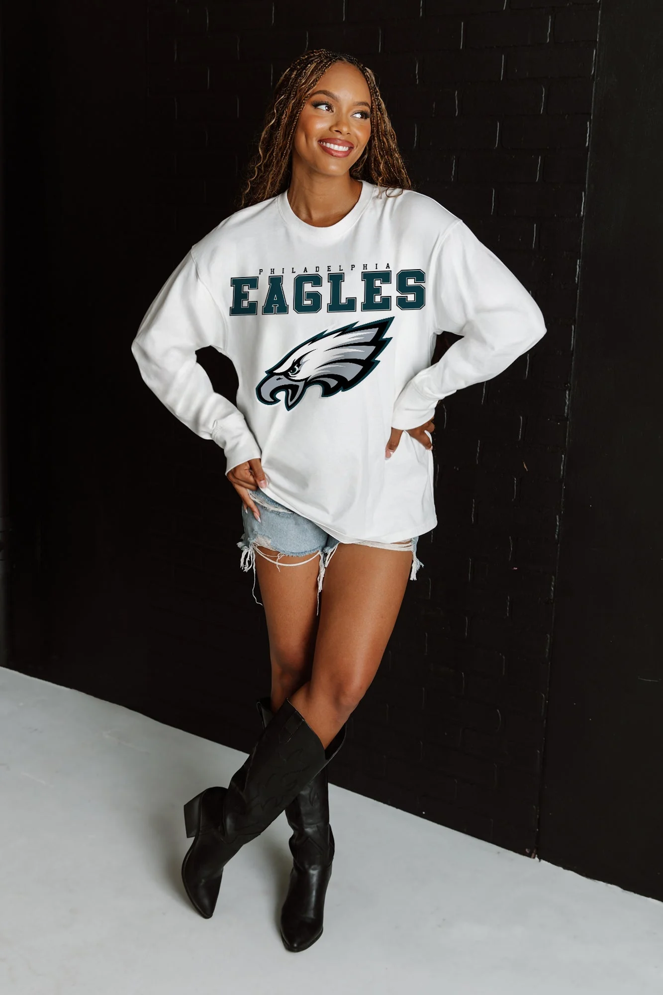 PHILADELPHIA EAGLES Big Goals Oversized Long-Sleeve Tee