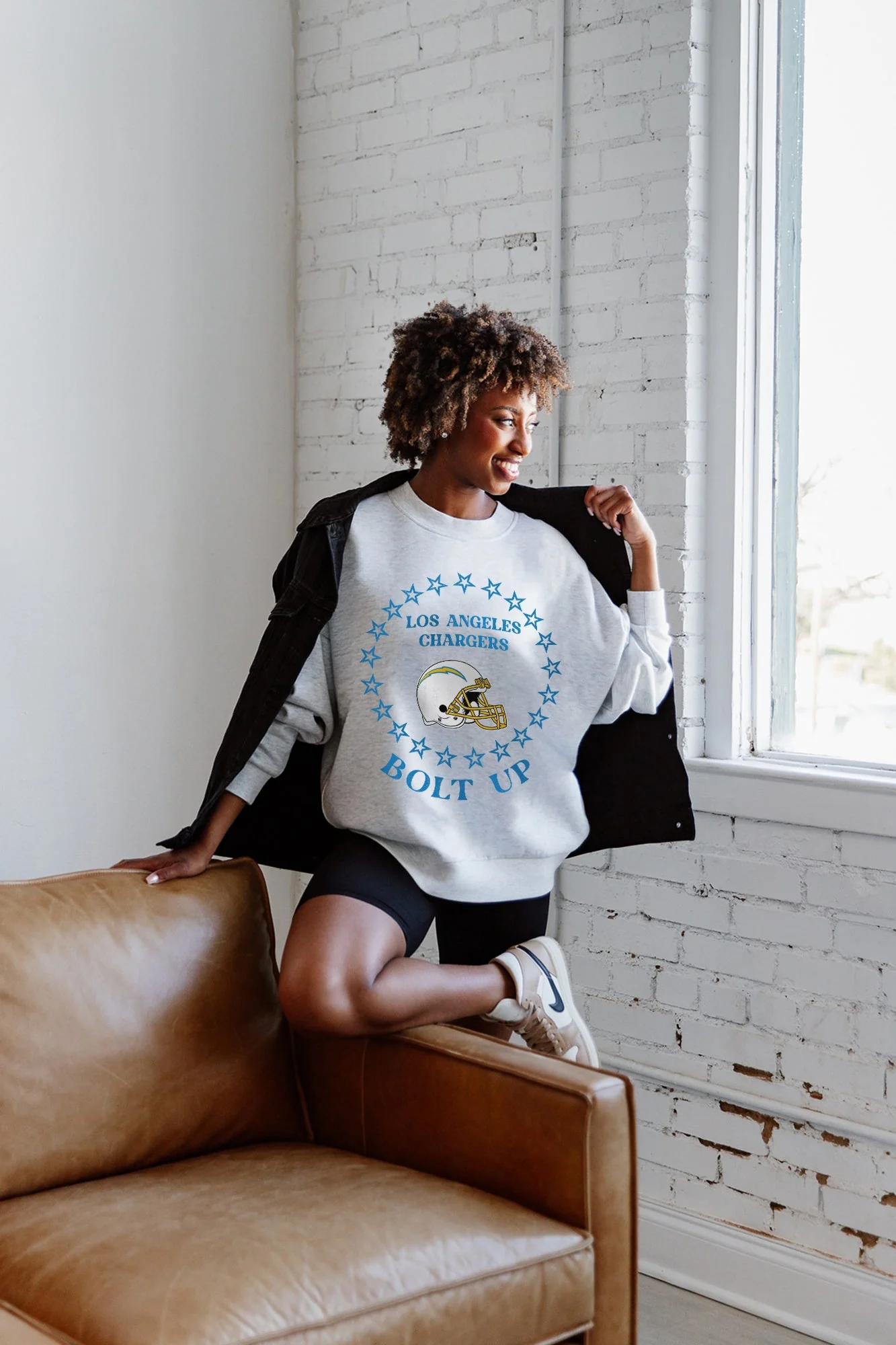LOS ANGELES CHARGERS Superstar Fleece Crewneck Pullover