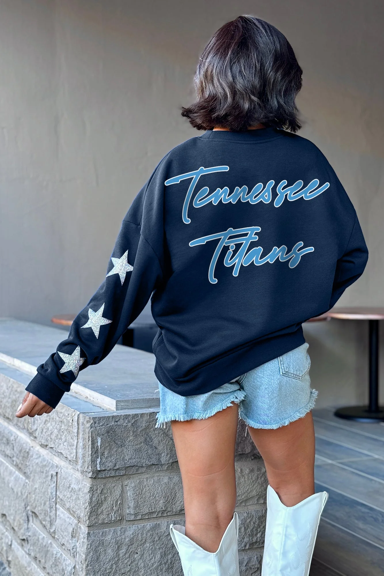 TENNESSEE TITANS Radiant Energy Star-Sleeve Crewneck Pullover