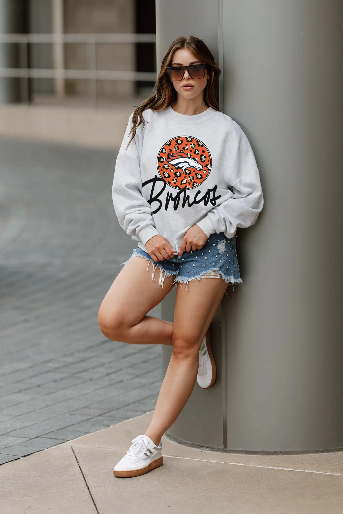 DENVER BRONCOS Going Wild Fleece Drop-Shoulder Pullover