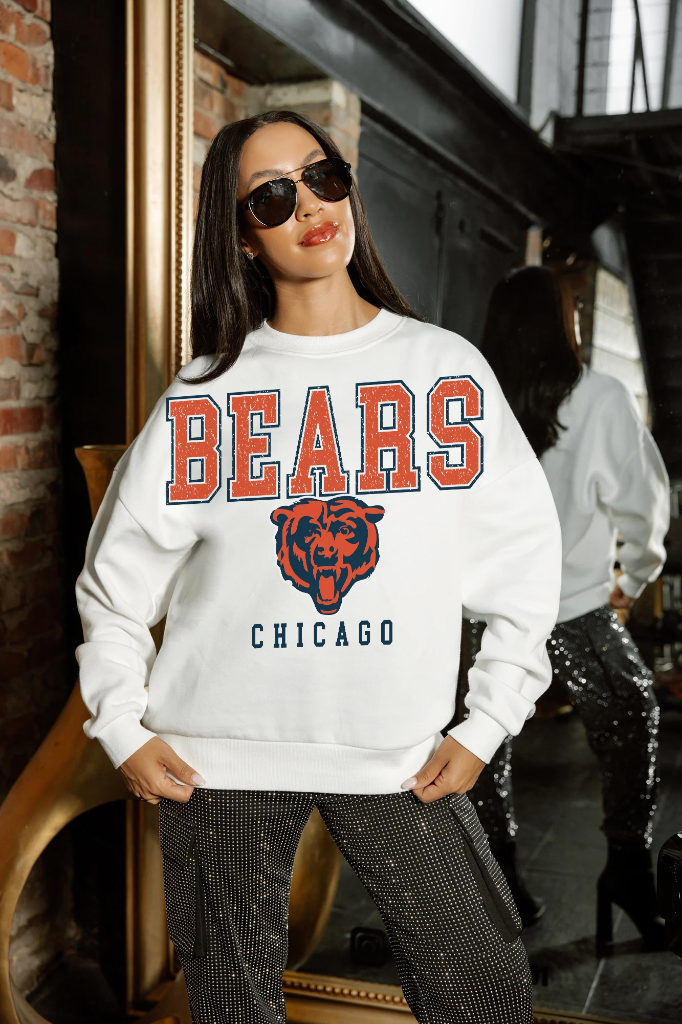 CHICAGO BEARS Sunday Drives Fleece Crewneck Pullover