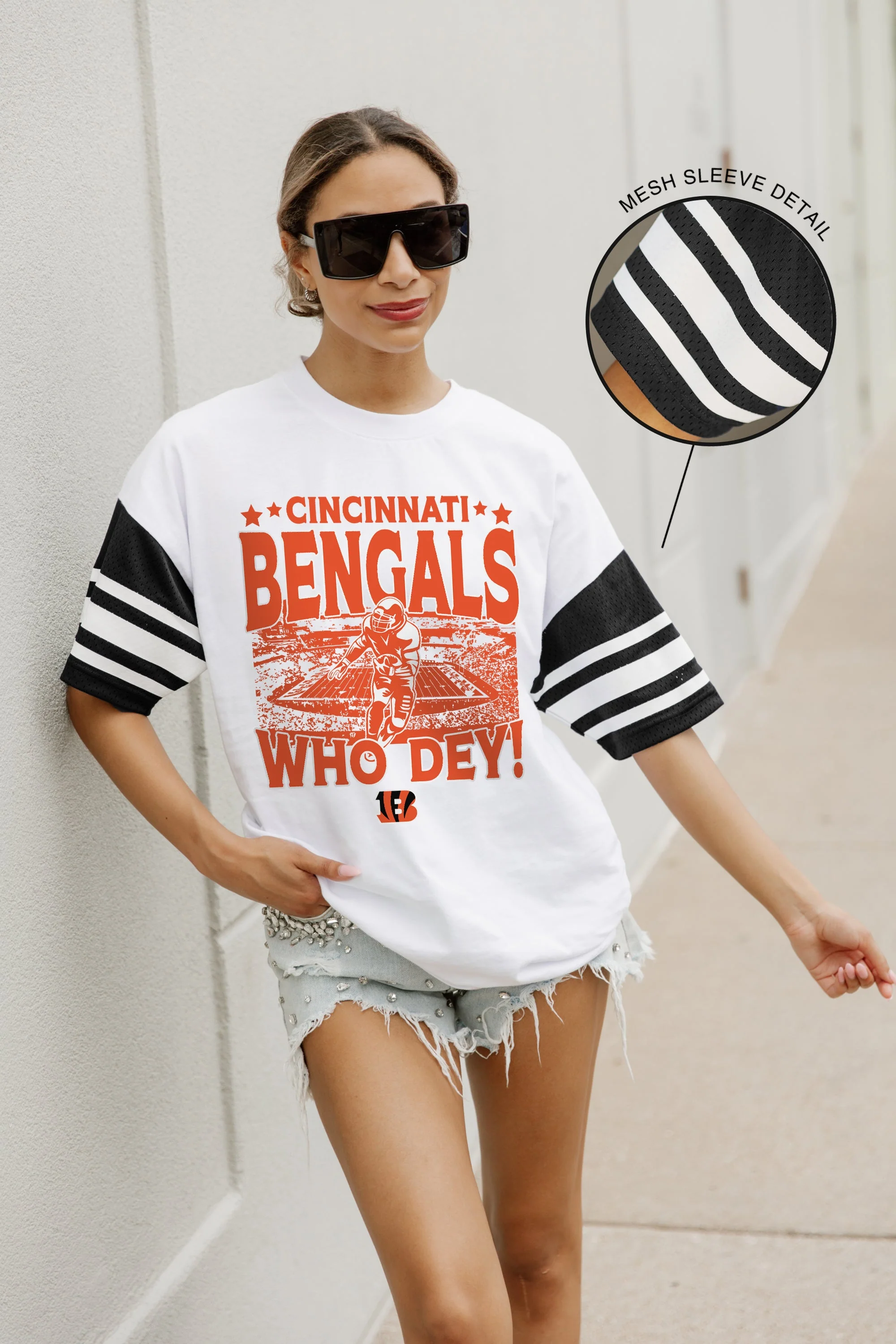 CINCINNATI BENGALS Crowd Pleaser Vintage Stripe Raglan Tee