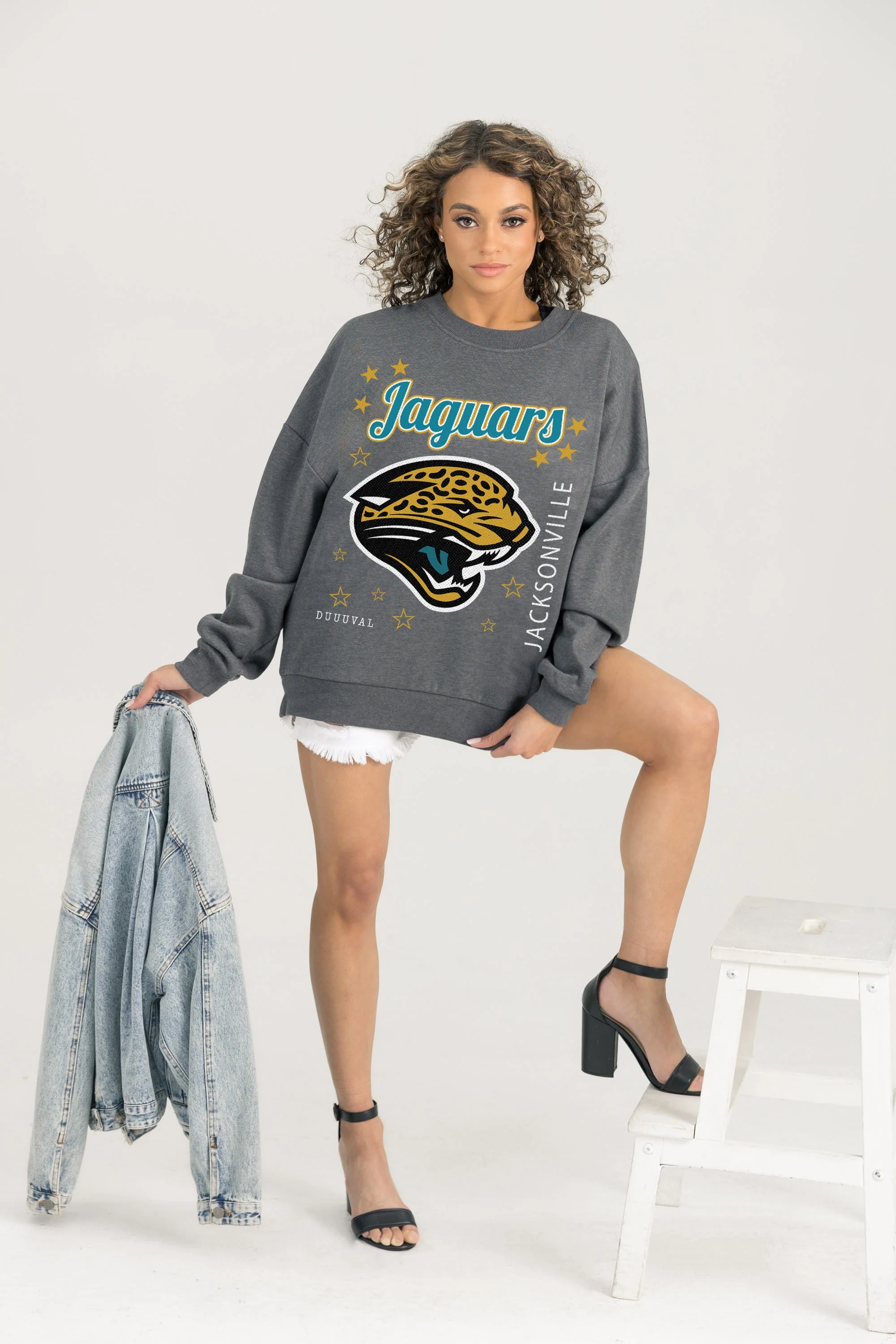 JACKSONVILLE JAGUARS Ready To Rumble Fleece Crewneck Pullover