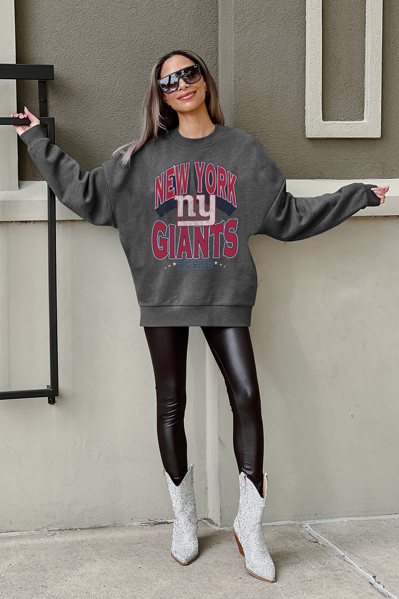 NEW YORK GIANTS Long Weekend Fleece Crewneck Pullover