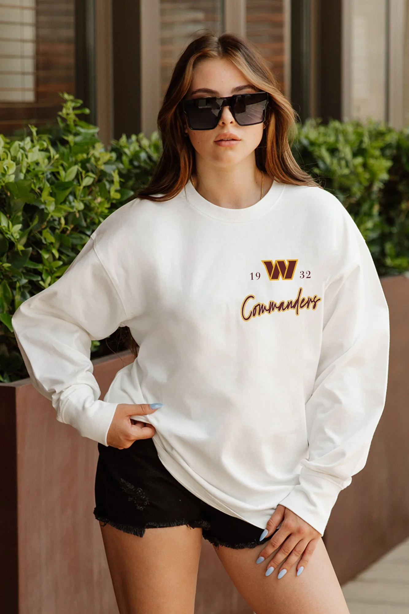 WASHINGTON COMMANDERS Double Move Oversized Long-Sleeve Tee