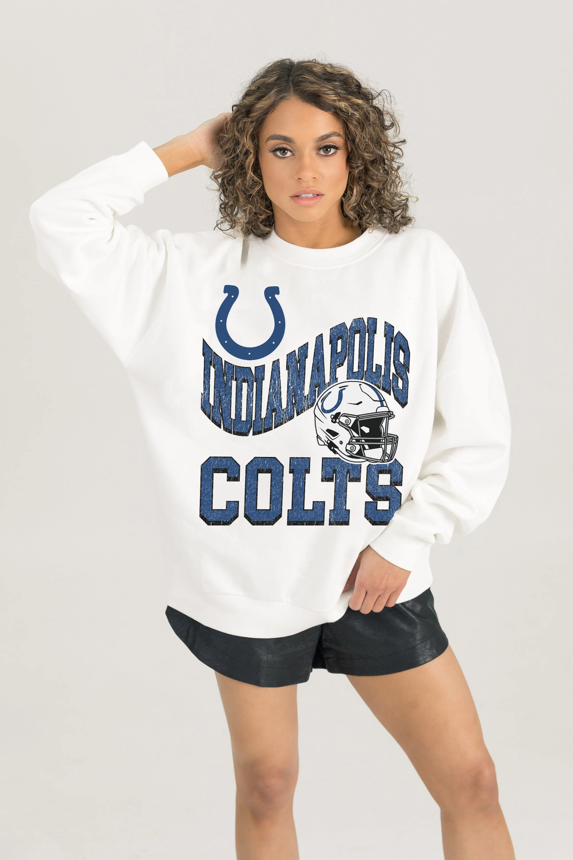 INDIANAPOLIS COLTS HARD EARNED PREMIUM FLEECE CREWNECK PULLOVER