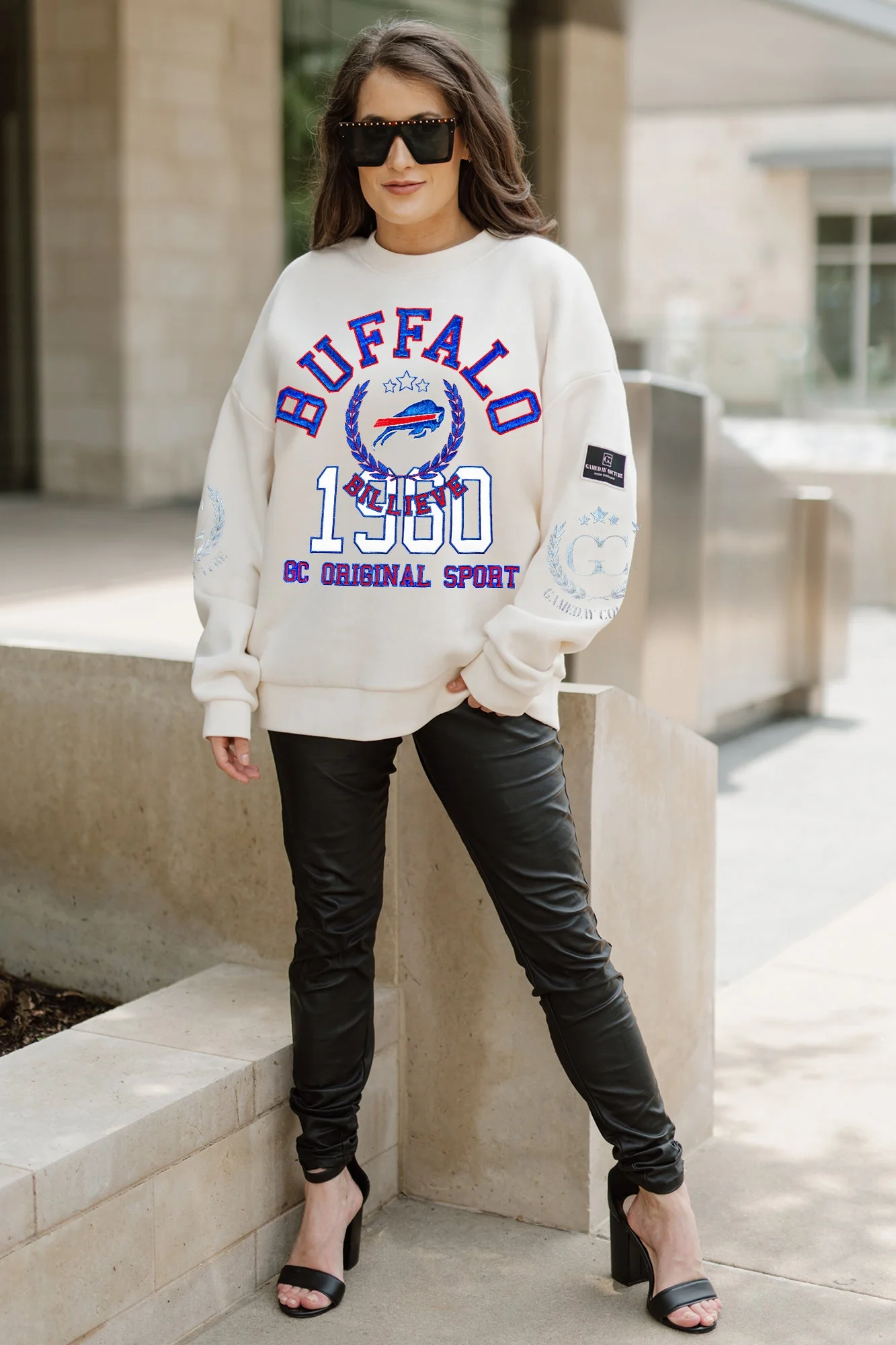 BUFFALO BILLS Gameday Slay Fleece Drop-Shoulder Crewneck