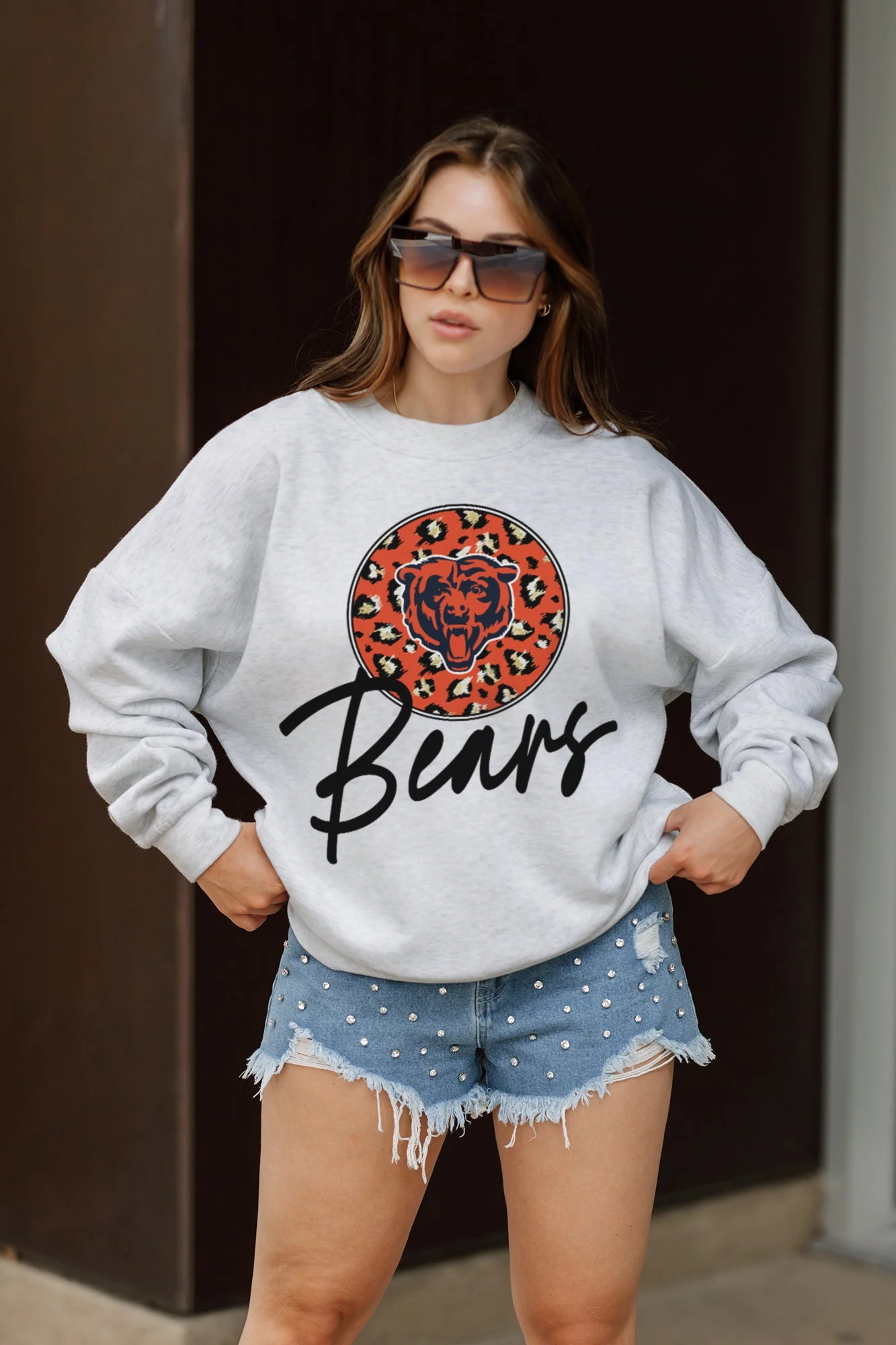 CHICAGO BEARS Going Wild Fleece Drop-Shoulder Pullover