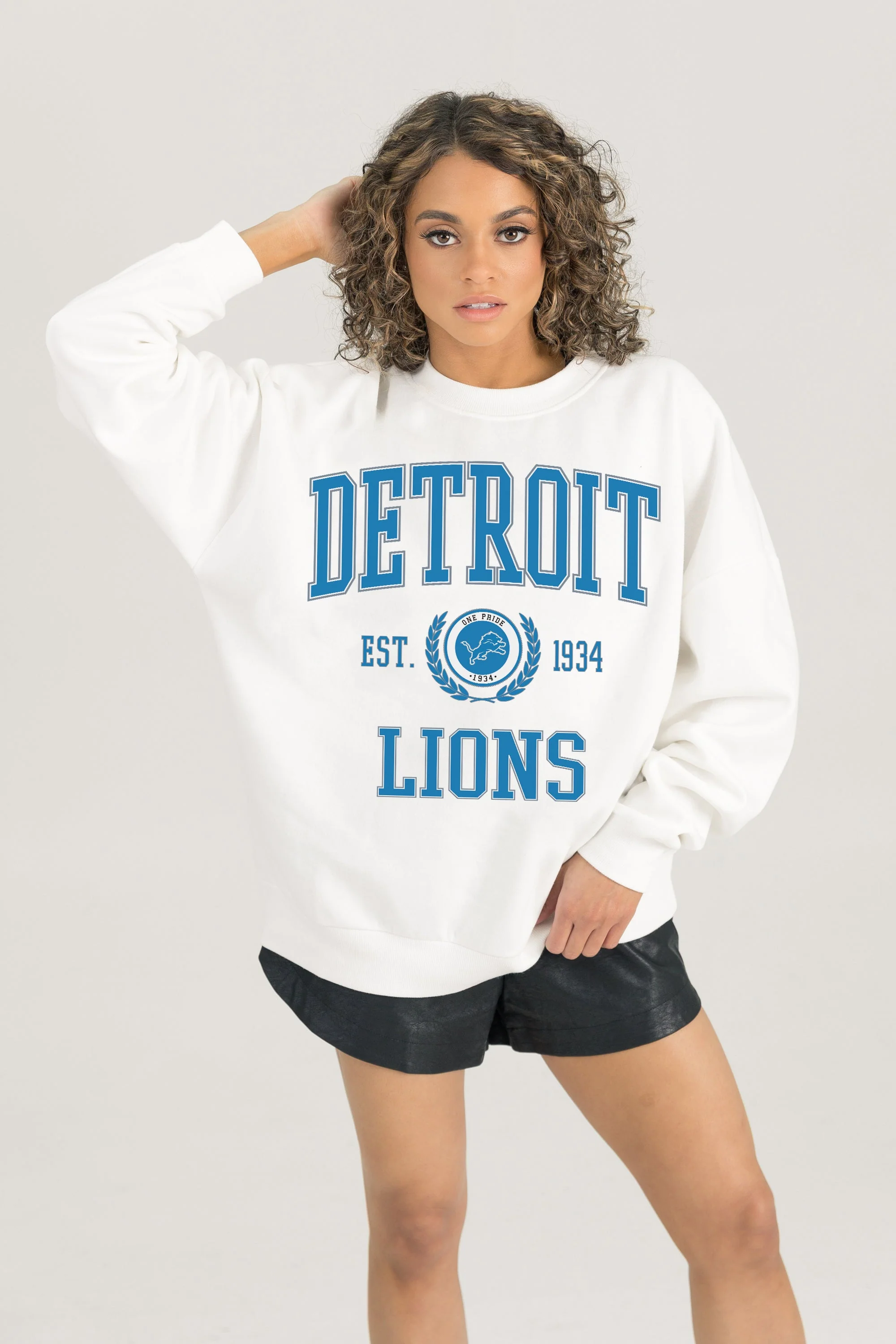DETROIT LIONS Timeless Triumph Fleece Crewneck Pullover