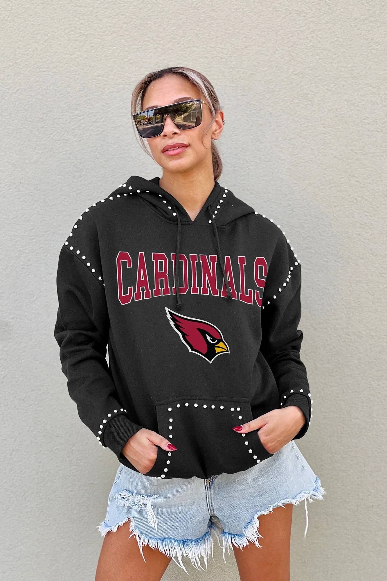 ARIZONA CARDINALS Catch The Vibe Studded-Detail Hoodie