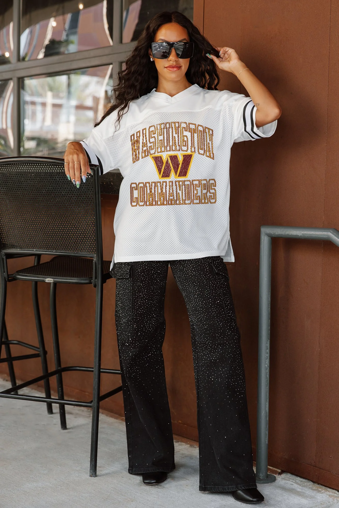 WASHINGTON COMMANDERS A Step Ahead Oversized Mesh Tee