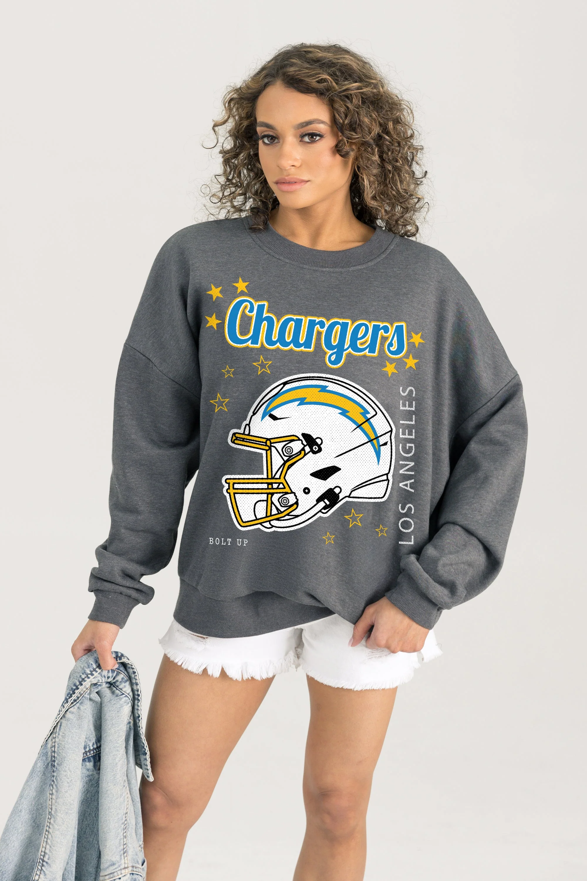 LOS ANGELES CHARGERS Ready To Rumble Fleece Crewneck Pullover