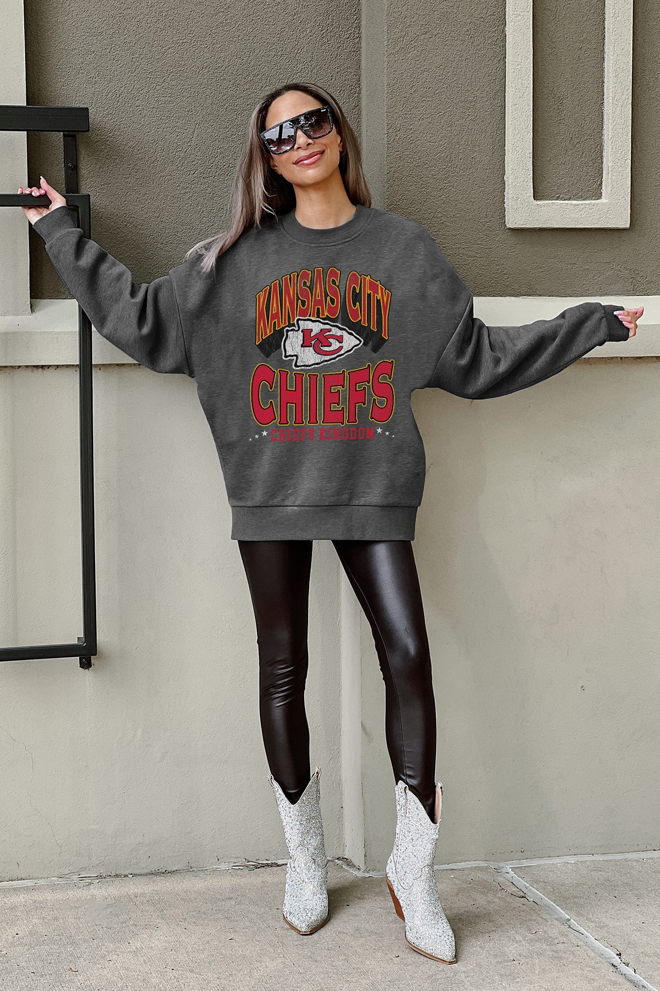 KANSAS CITY CHIEFS Long Weekend Fleece Crewneck Pullover