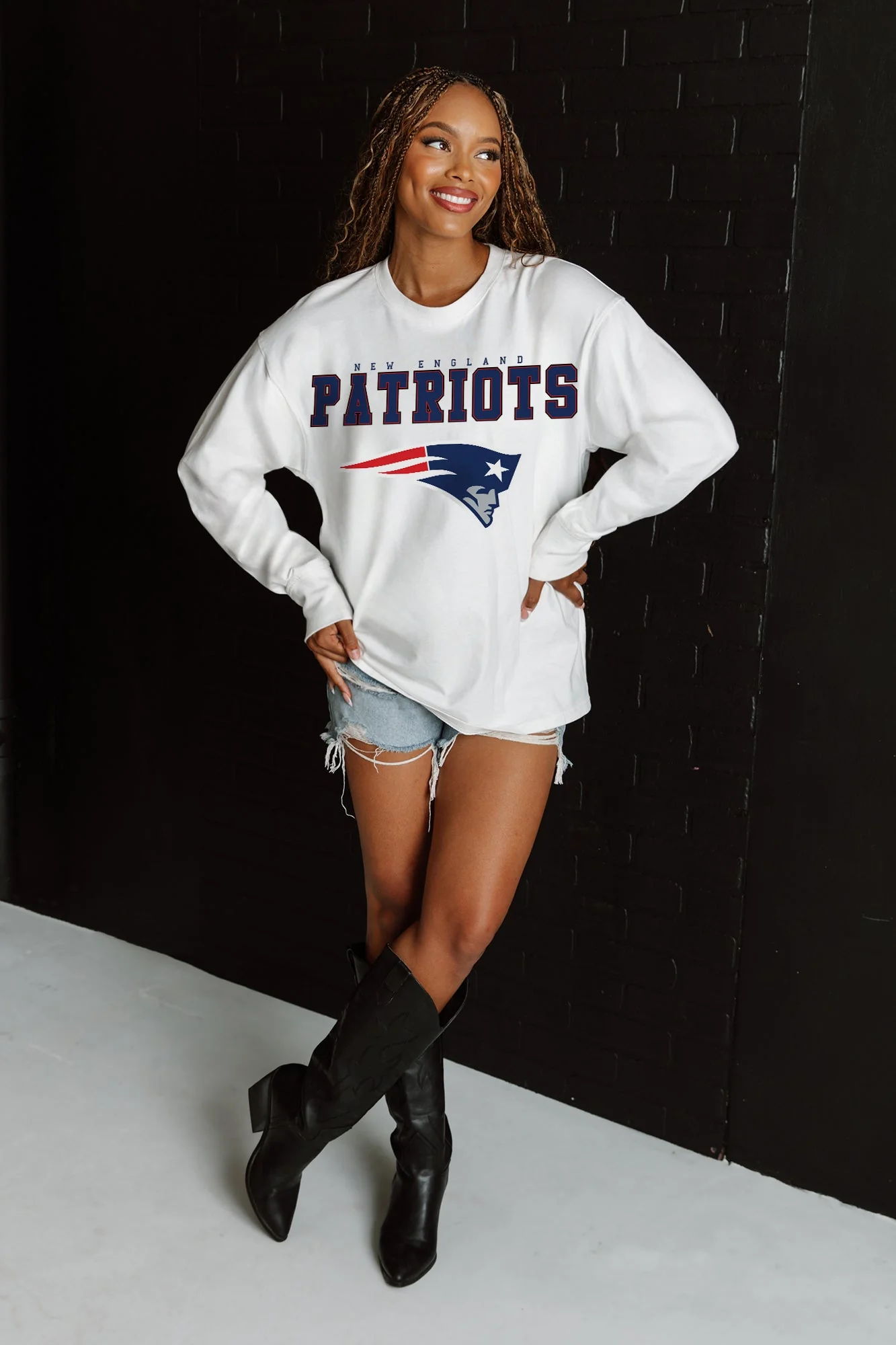 NEW ENGLAND PATRIOTS Big Goals Oversized Long-Sleeve Tee