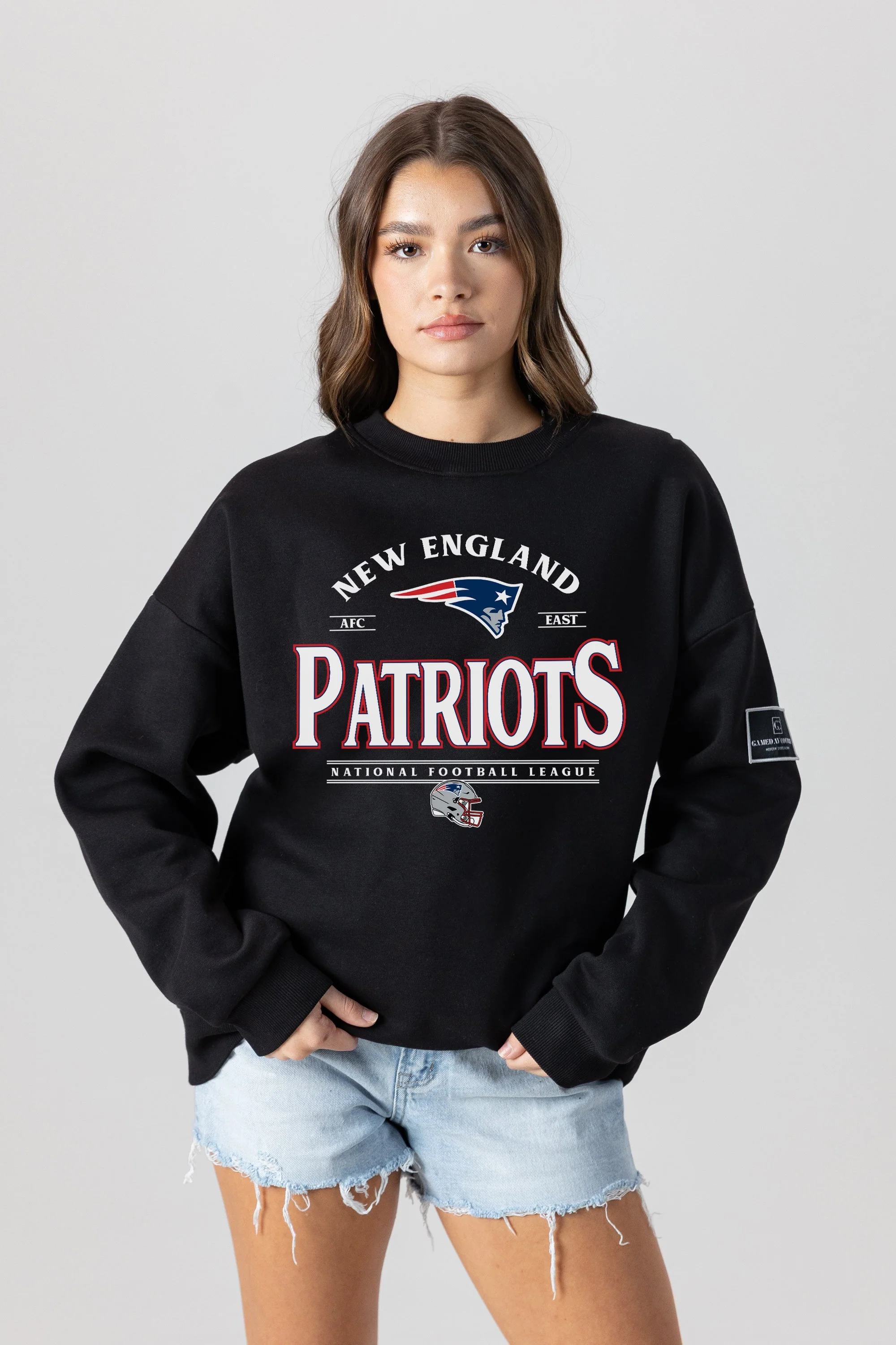 NEW ENGLAND PATRIOTS Players Only Fleece Drop-Shoulder Crew