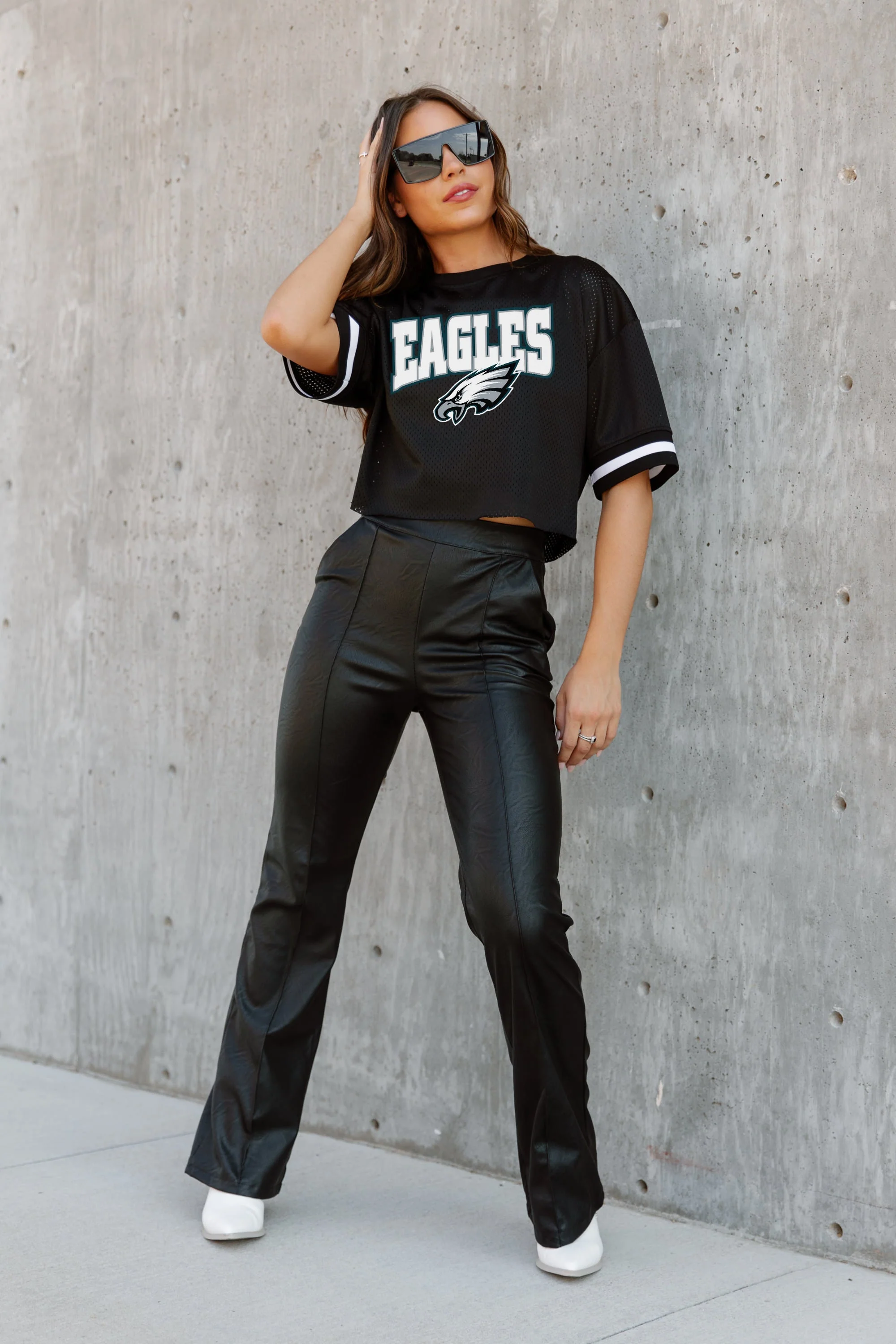 PHILADELPHIA EAGLES Automatic Down Lightweight Striped Sleeve Top