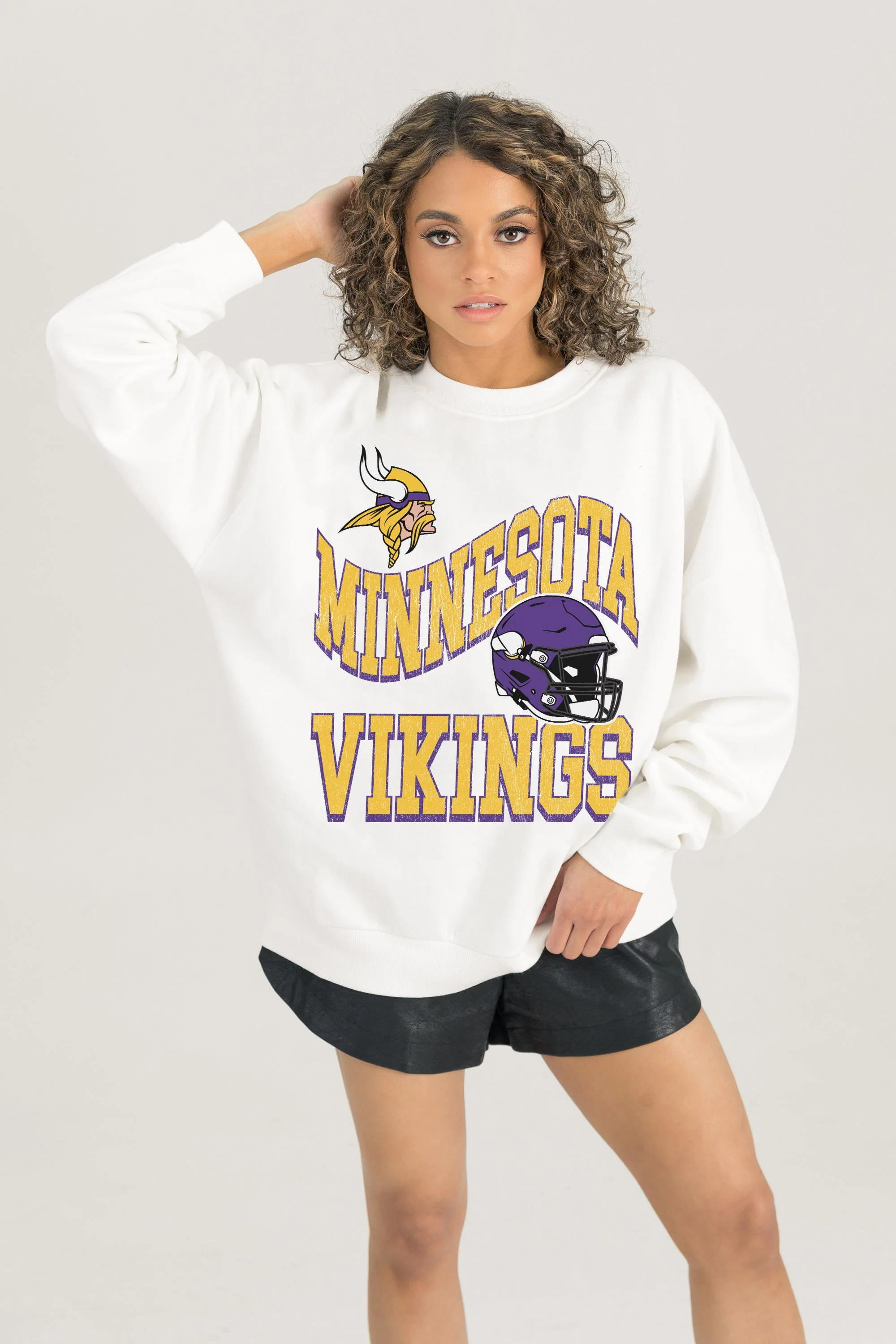 MINNESOTA VIKINGS HARD EARNED PREMIUM FLEECE CREWNECK PULLOVER