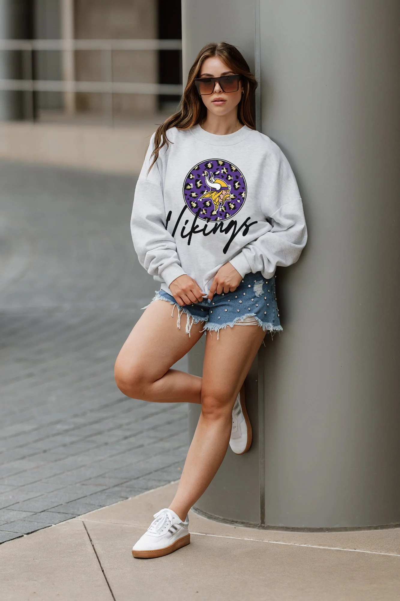 MINNESOTA VIKINGS Going Wild Fleece Drop-Shoulder Pullover