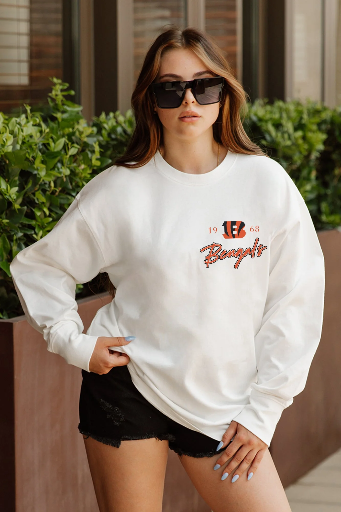 CINCINNATI BENGALS Double Move Oversized Long-Sleeve Tee
