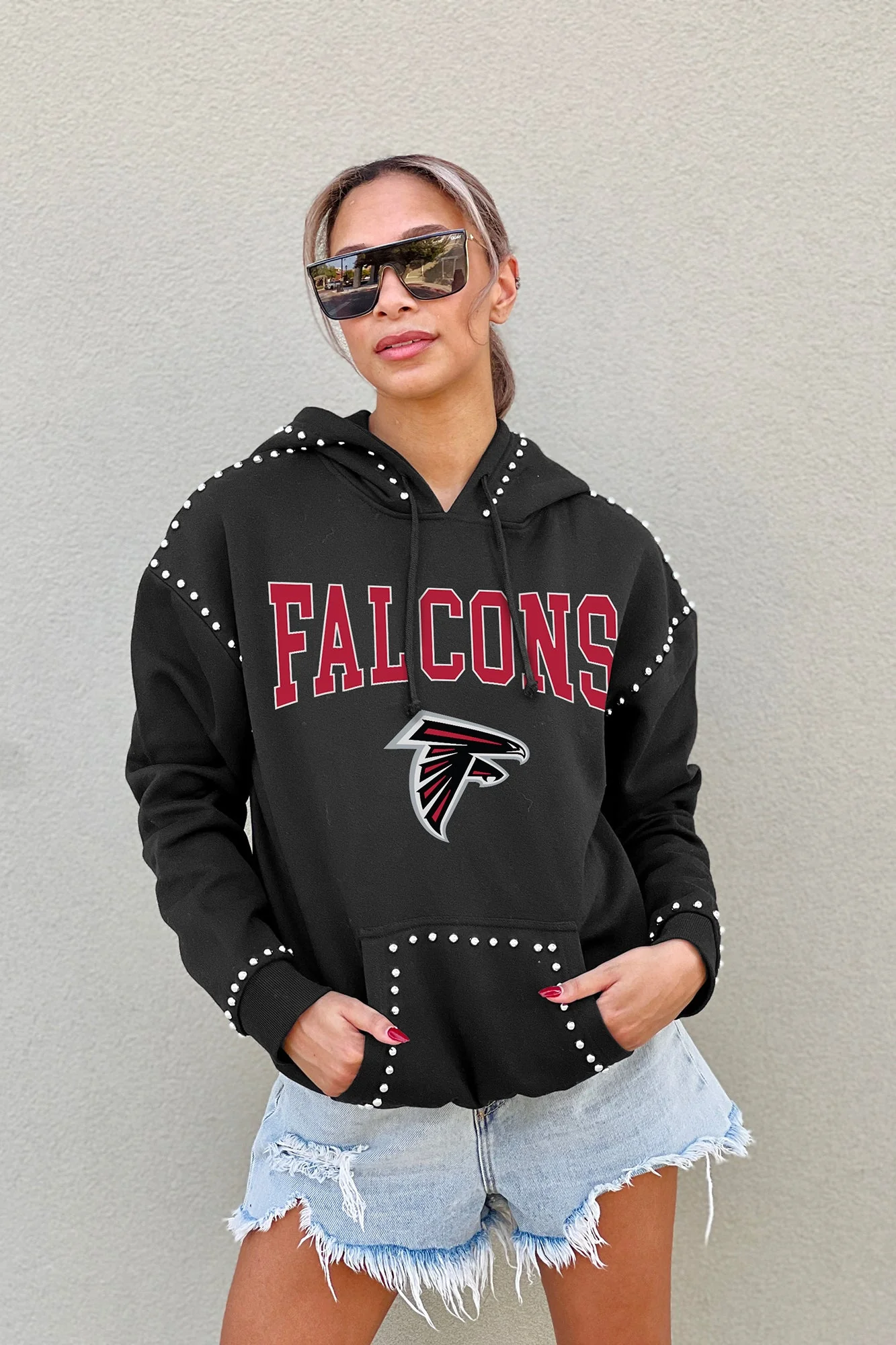 ATLANTA FALCONS Catch The Vibe Studded-Detail Hoodie
