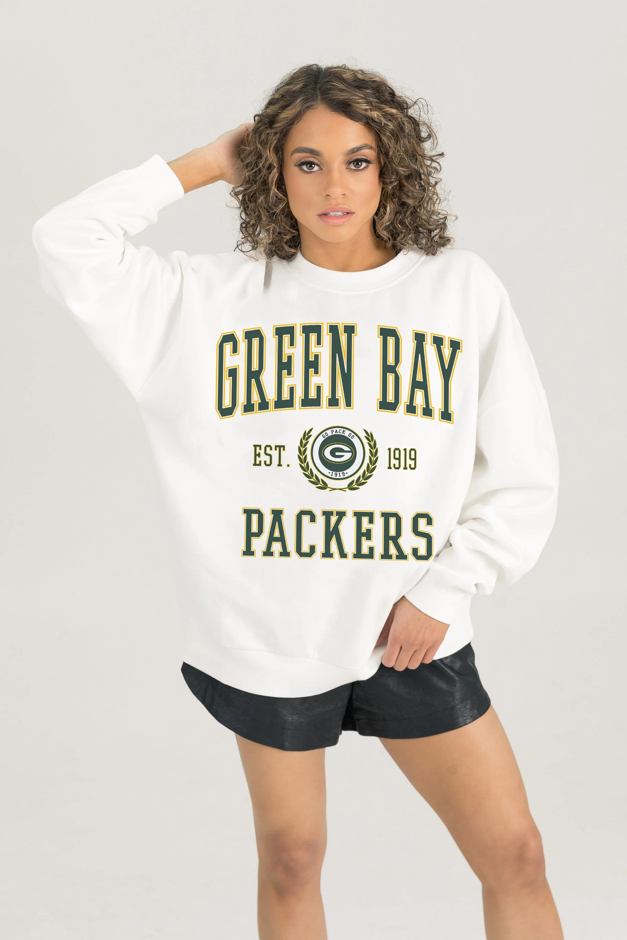GREEN BAY PACKERS Timeless Triumph Fleece Crewneck Pullover