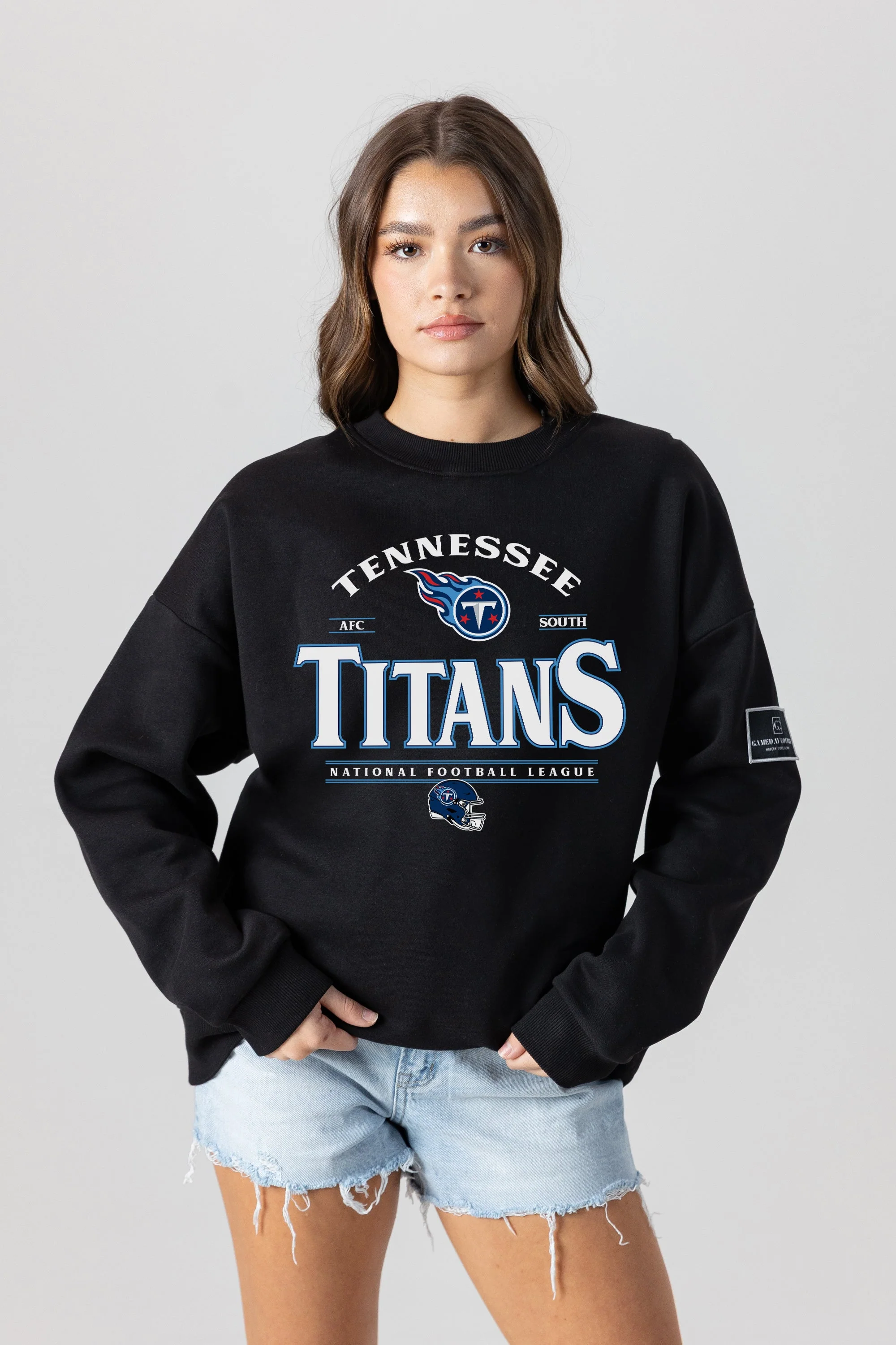 TENNESSEE TITANS Players Only Fleece Drop-Shoulder Crew