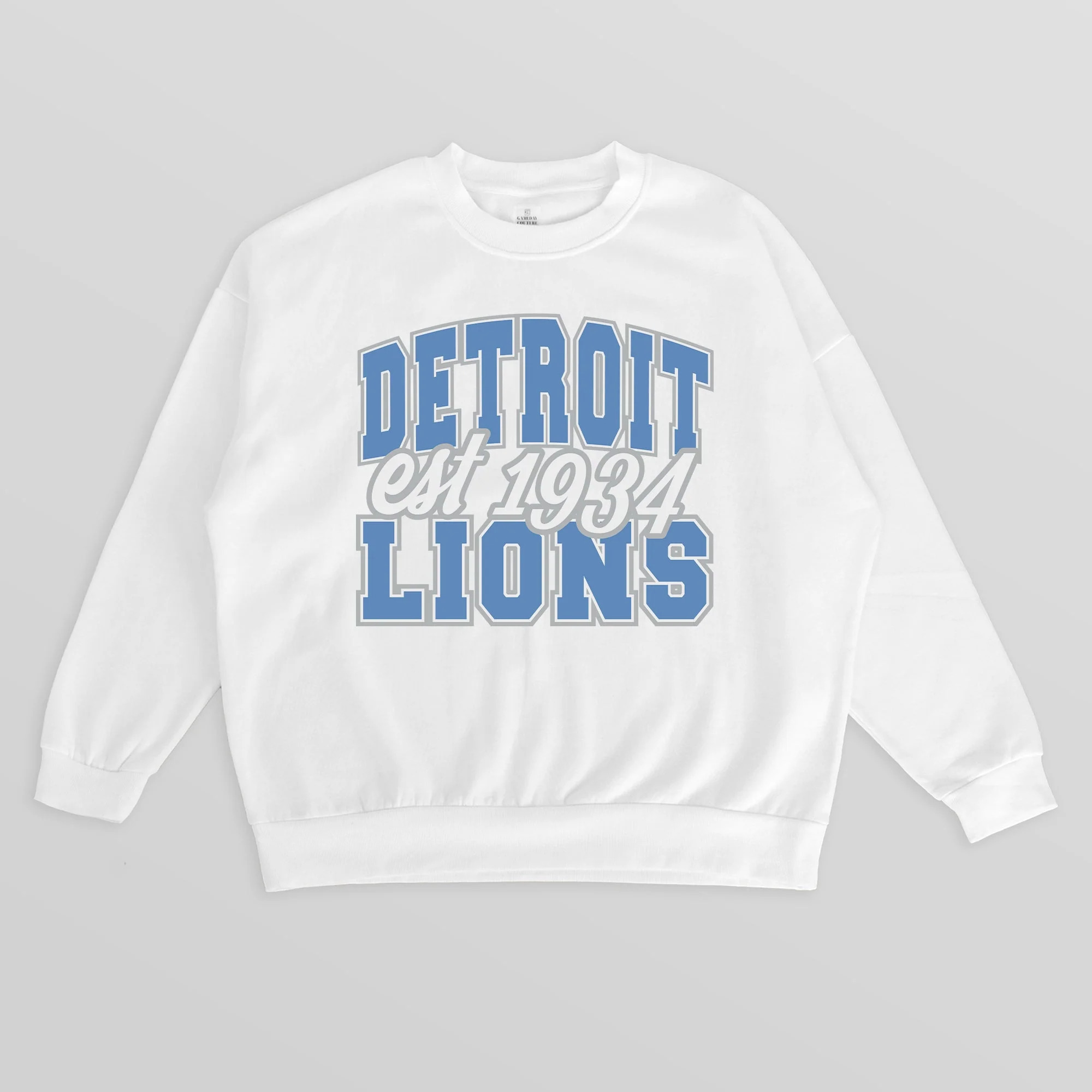DETROIT LIONS FADED FORMATION PREMIUM FLEECE CREWNECK PULLOVER