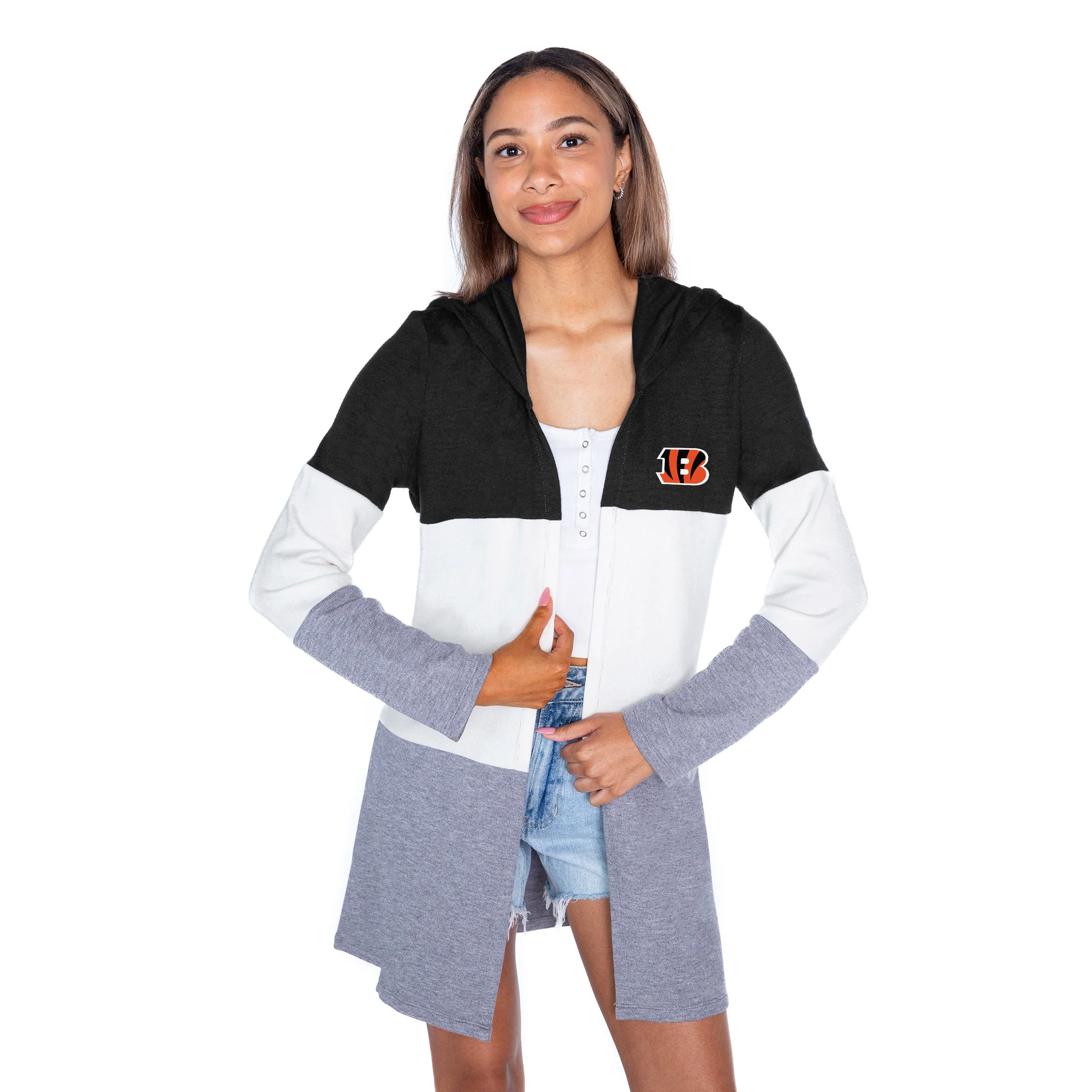 CINCINNATI BENGALS Insignia Lightweight Colorblock Cardigan