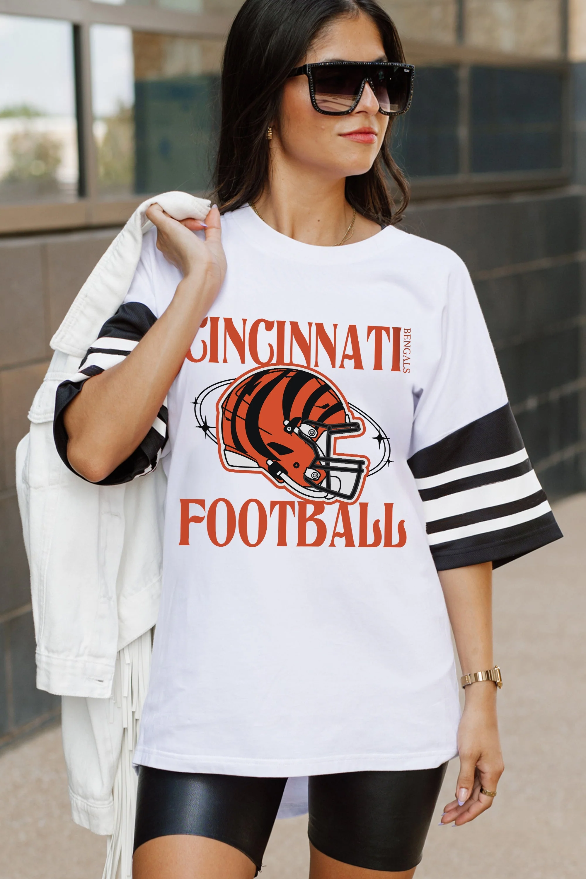CINCINNATI BENGALS Starting Lineup Vintage Raglan Tee