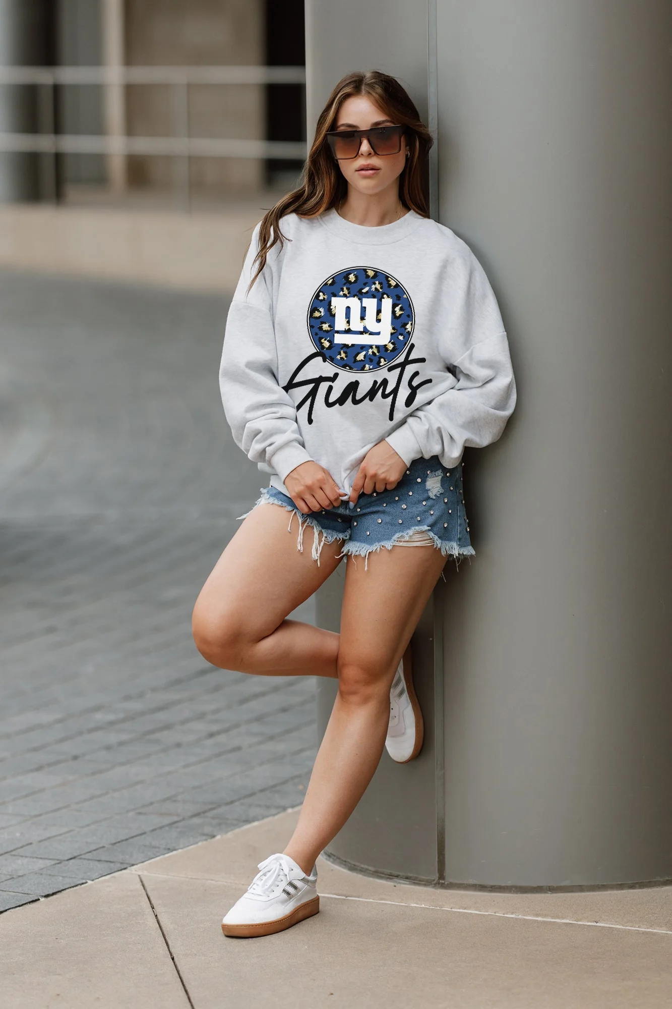 NEW YORK GIANTS Going Wild Fleece Drop-Shoulder Pullover