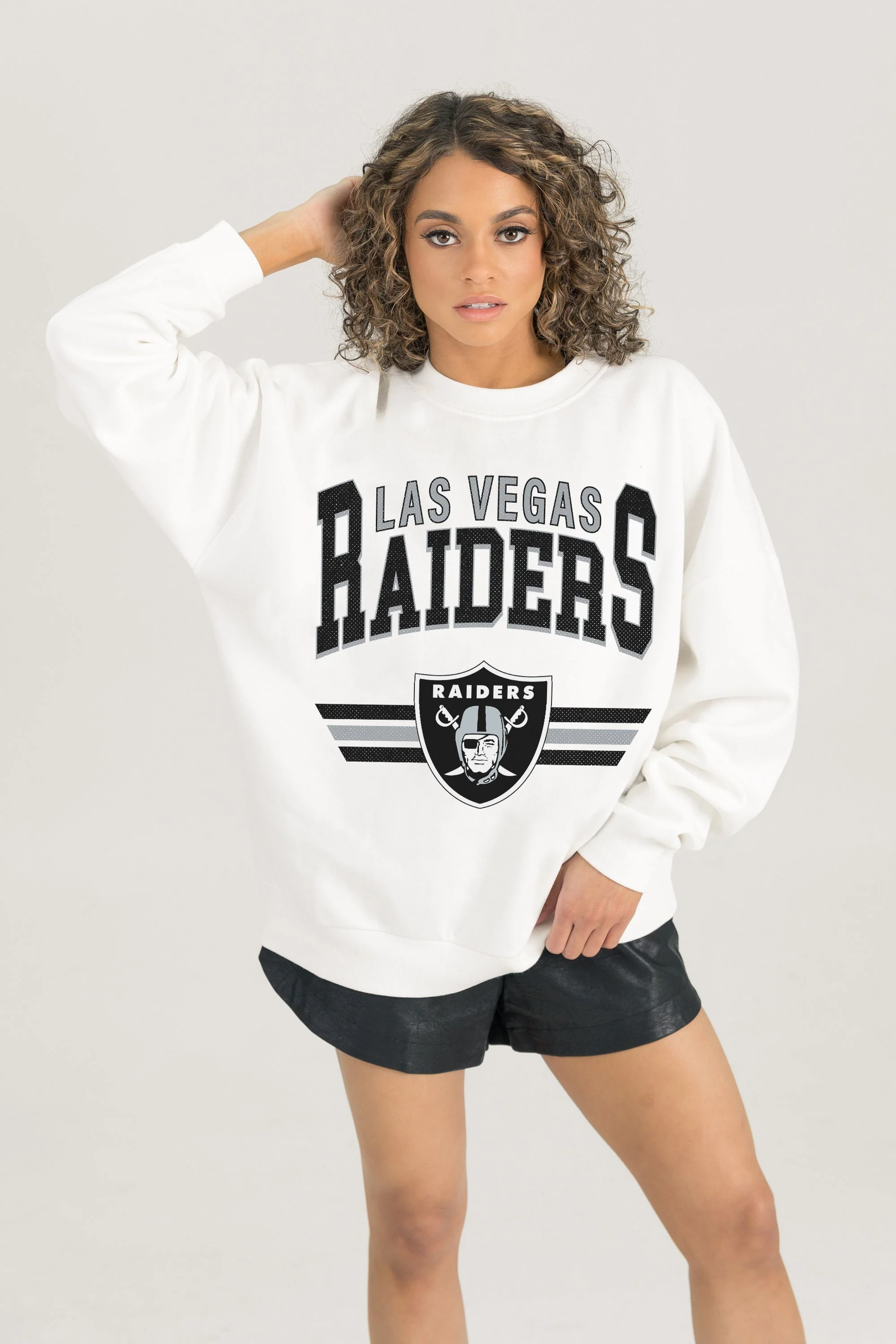 LAS VEGAS RAIDERS SWIFT STRIKE PREMIUM FLEECE CREWNECK PULLOVER