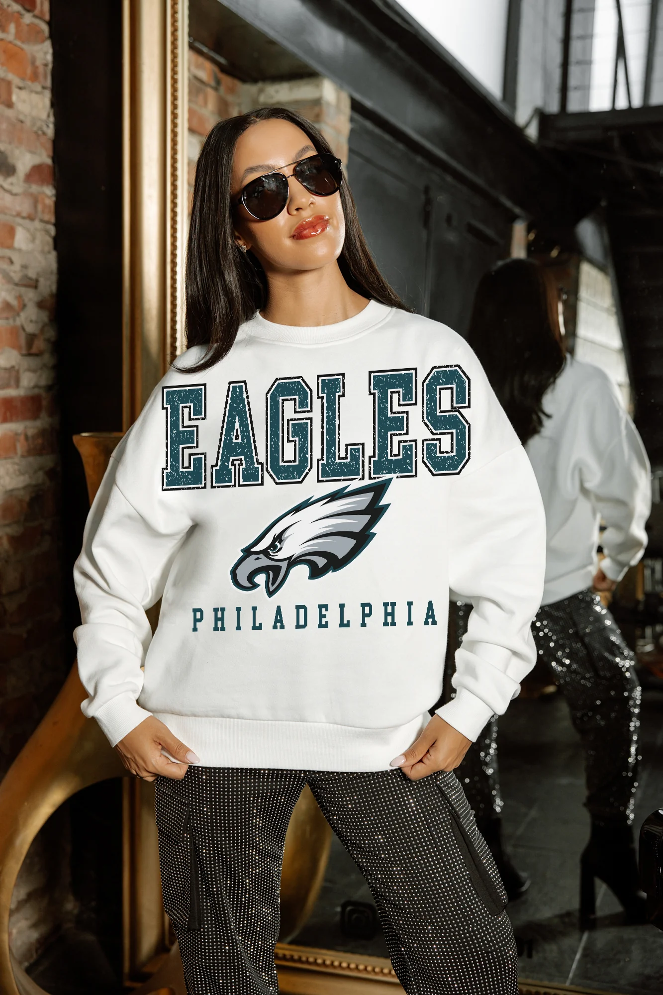 PHILADELPHIA EAGLES Sunday Drives Fleece Crewneck Pullover
