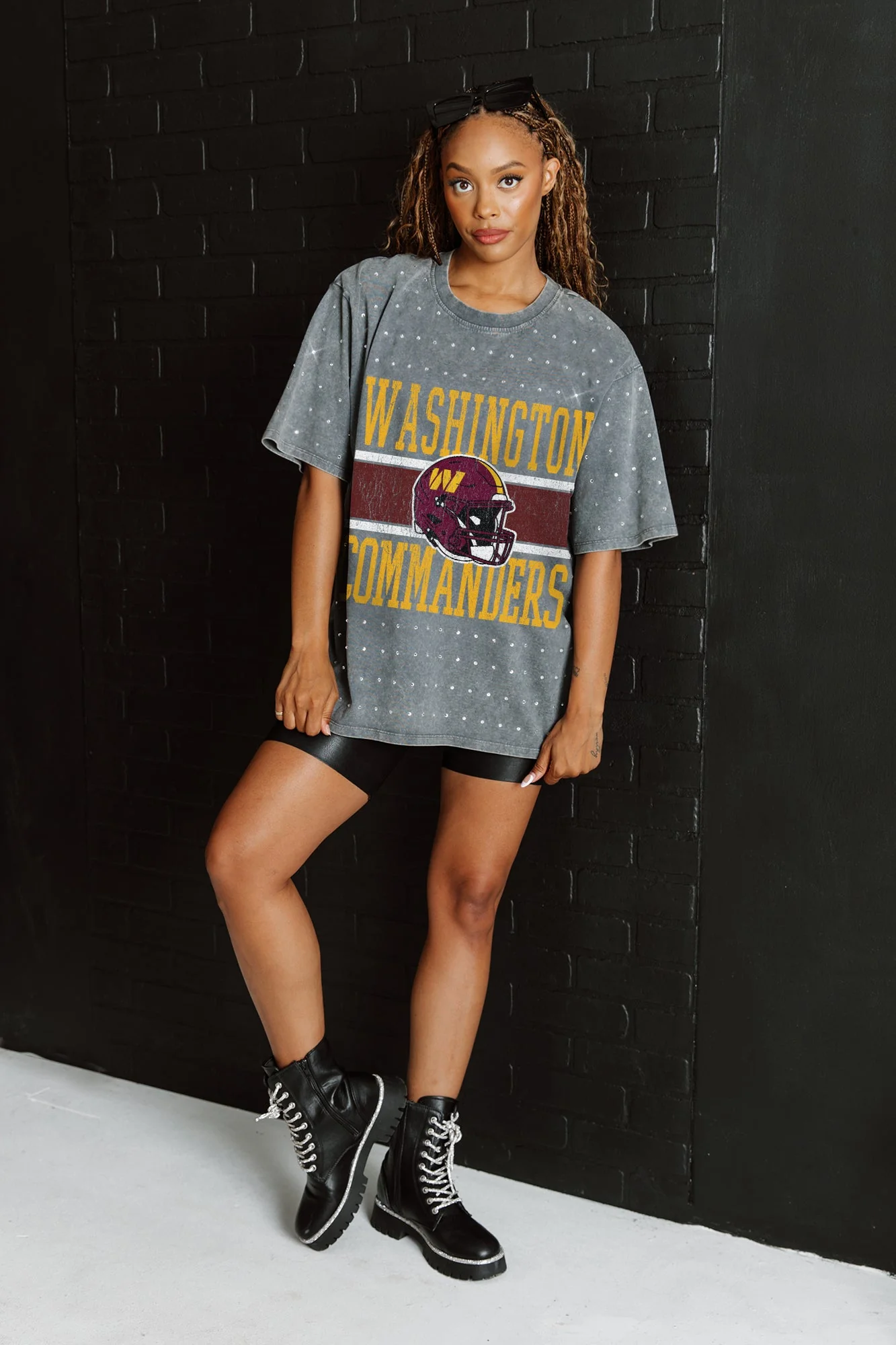 WASHINGTON COMMANDERS On The Ball Mini Rhinestone Tee
