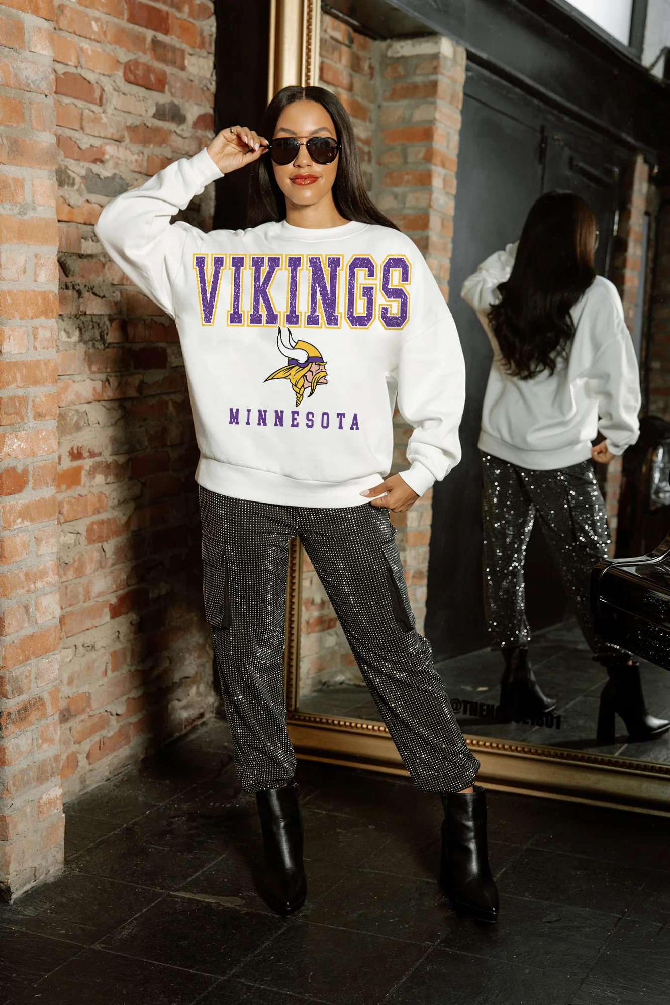 MINNESOTA VIKINGS Sunday Drives Fleece Crewneck Pullover